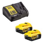 DeWalt 2 X 5.0AH 18v XR Li-ion TwIn Battery and Charger Kit - DCB184 & DCB1104