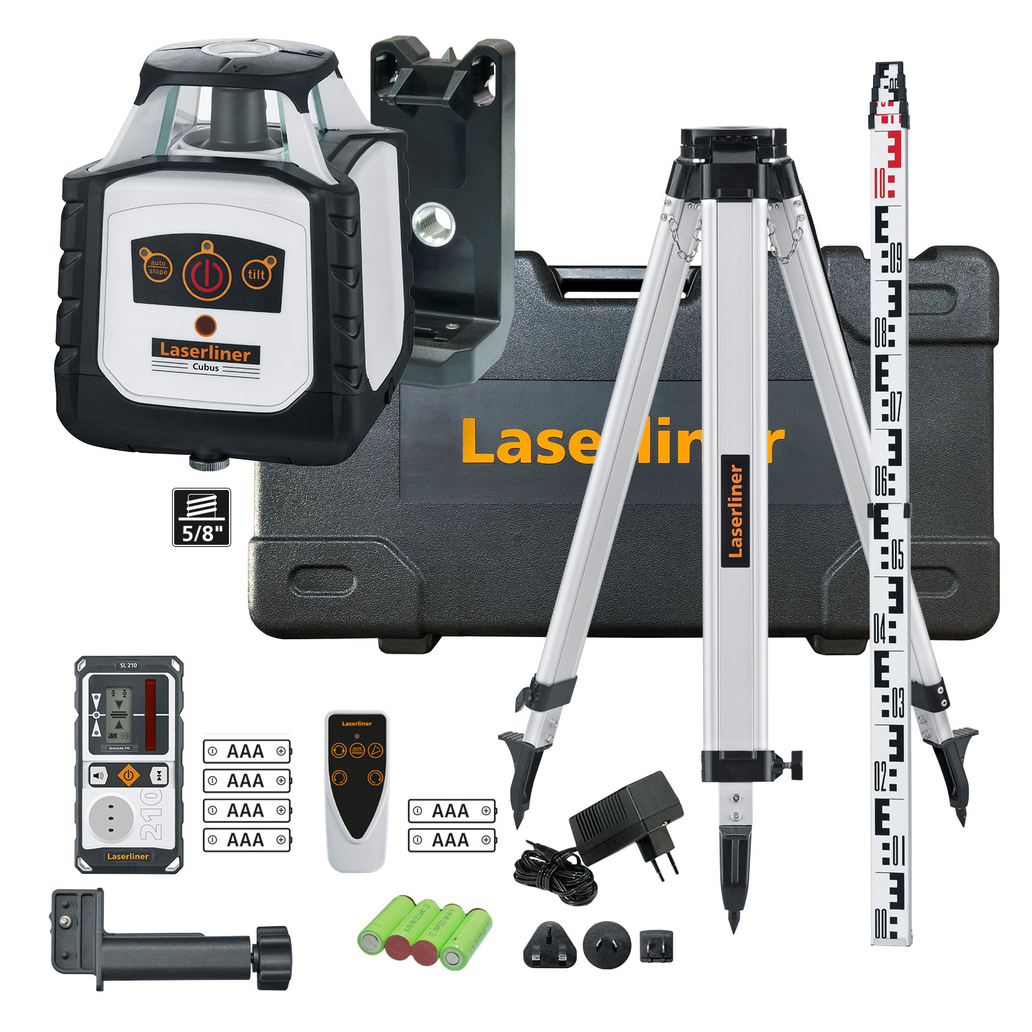 Laserliner-Cubus-210-S-Set-Scope-of-Delivery Laserliner Cubus 210S 200M Rotary Rotary Laser Kit - Image 1