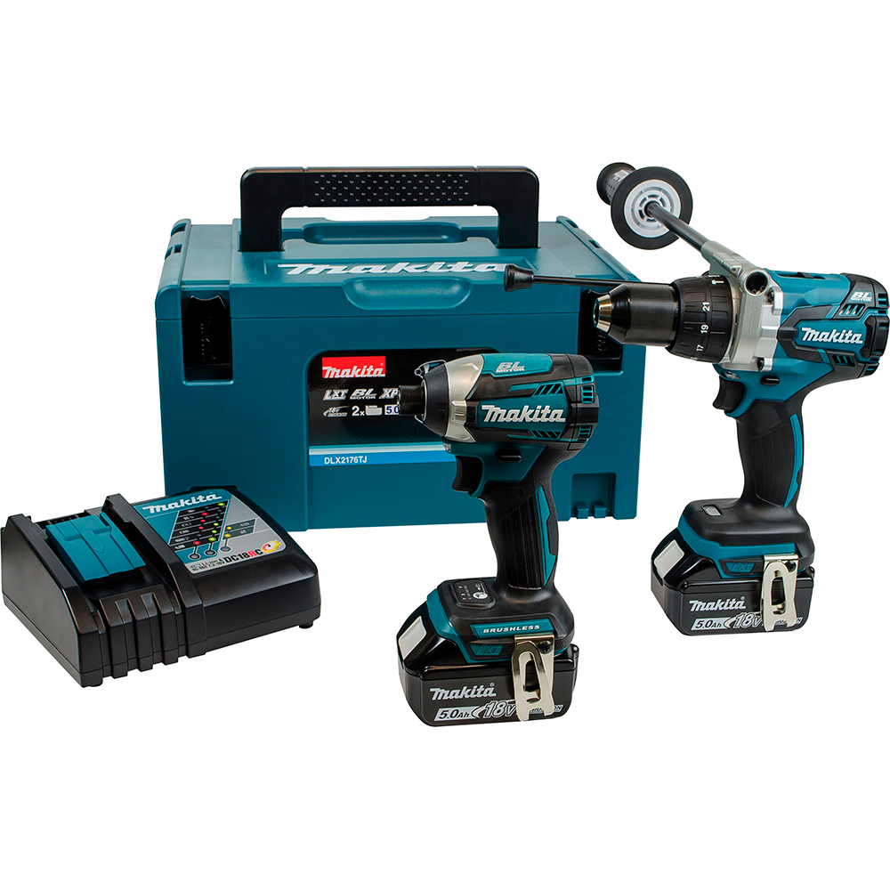 DLX2176 Makita DLX2176TJ 18v LXT Brushless TwIn Drill Set (2 x 5.0AH Batteries) - Image 1