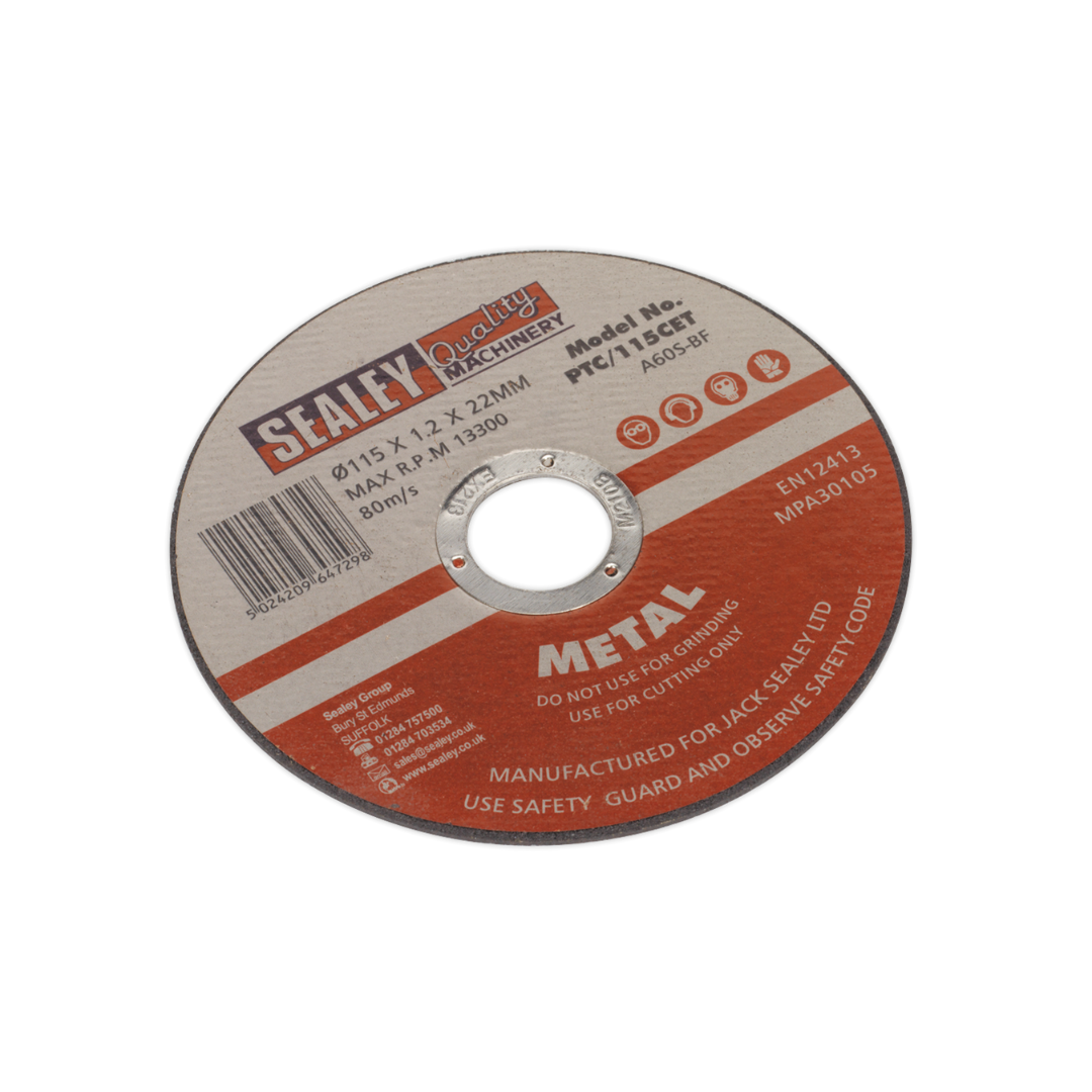 Sealey PTC11510CET Cutting Disc Ø115 x 1.2mm Ø22mm Bore - Pack Of 10 - Image 2