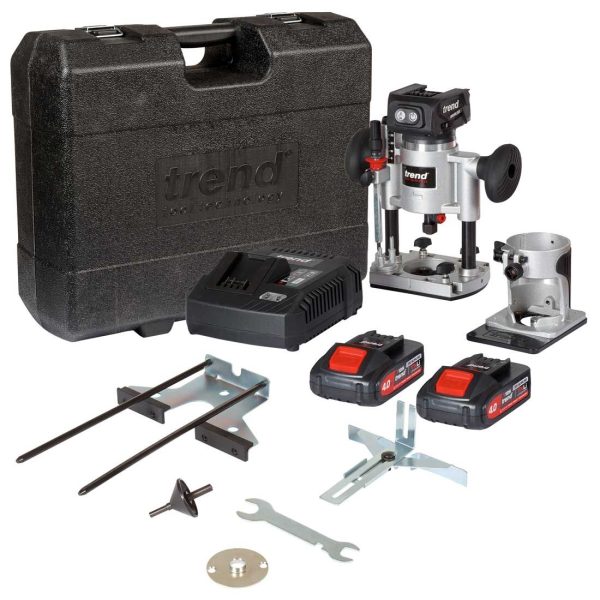 Trend T18S/R14K2 18v Cordless Brushless 1/4" Router Kit 2x4.0Ah Batteries