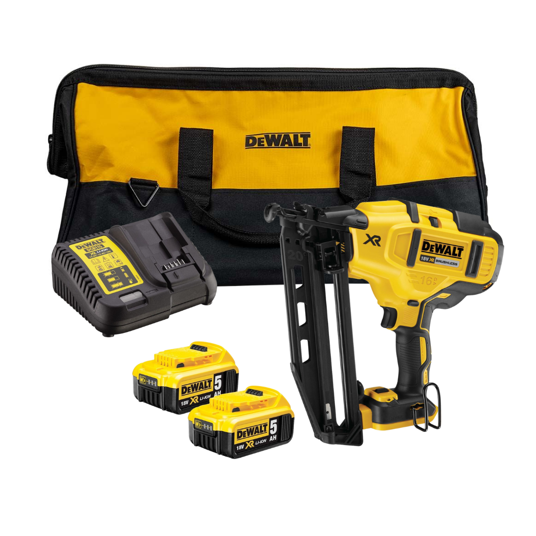 dcn660p2 DeWalt DCN660P2 18v XR Brushless 16ga 2nd Fix Nailer with 2 x 5.0ah Batteries in Bag - Image 1