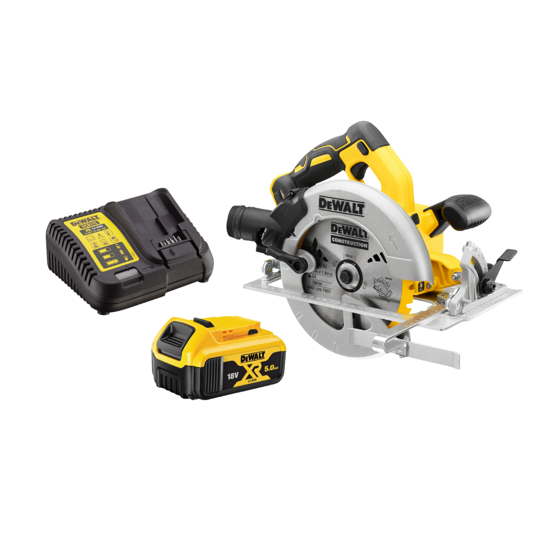 DeWalt DCS570 18v XR 184mm Brushless Circular Saw with 1 x 5.0AH Battery - Image 1