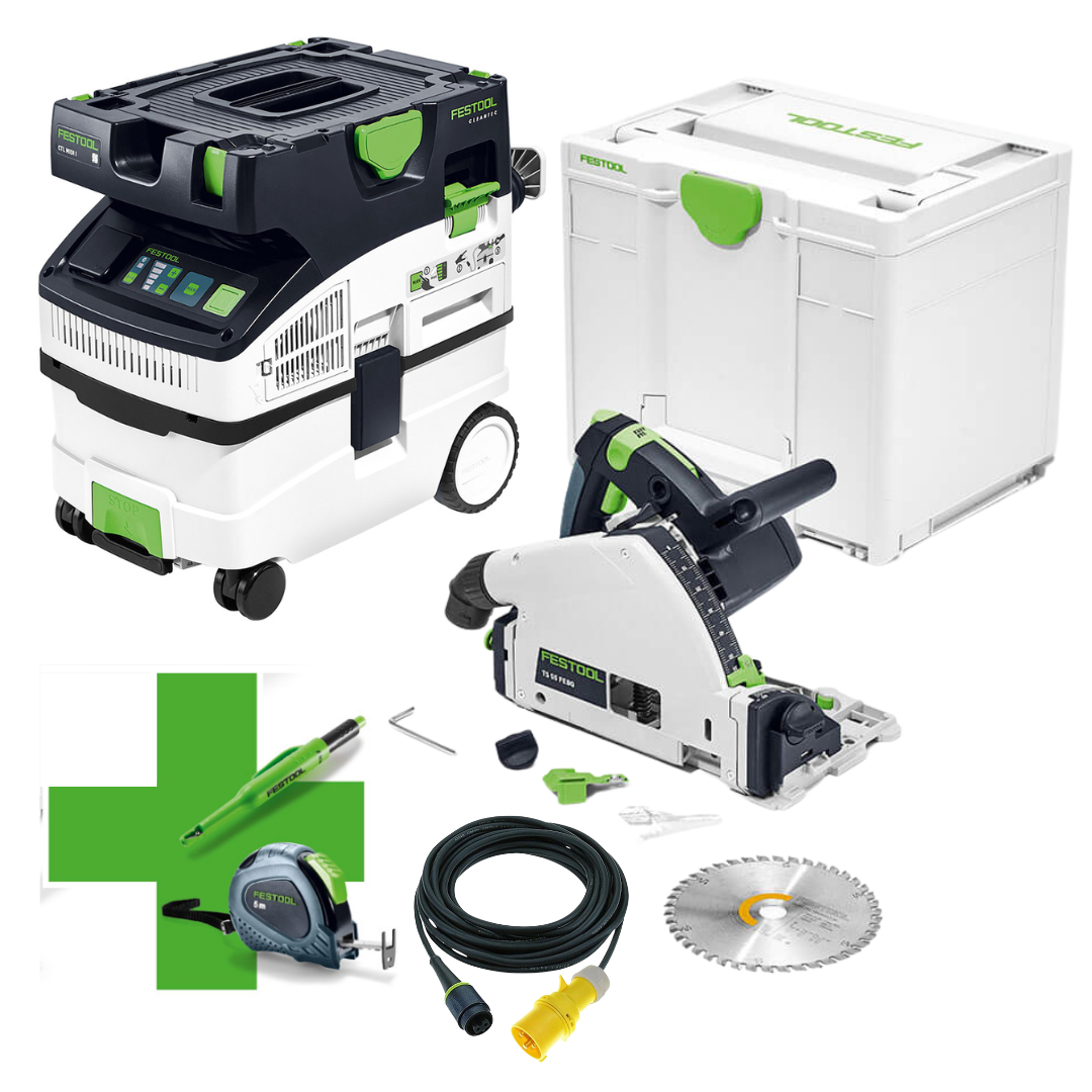 Festool TS55 FEBQ Plunge Saw & CTL Midi Dust Extractor Fan Edition Set 110v - Image 1
