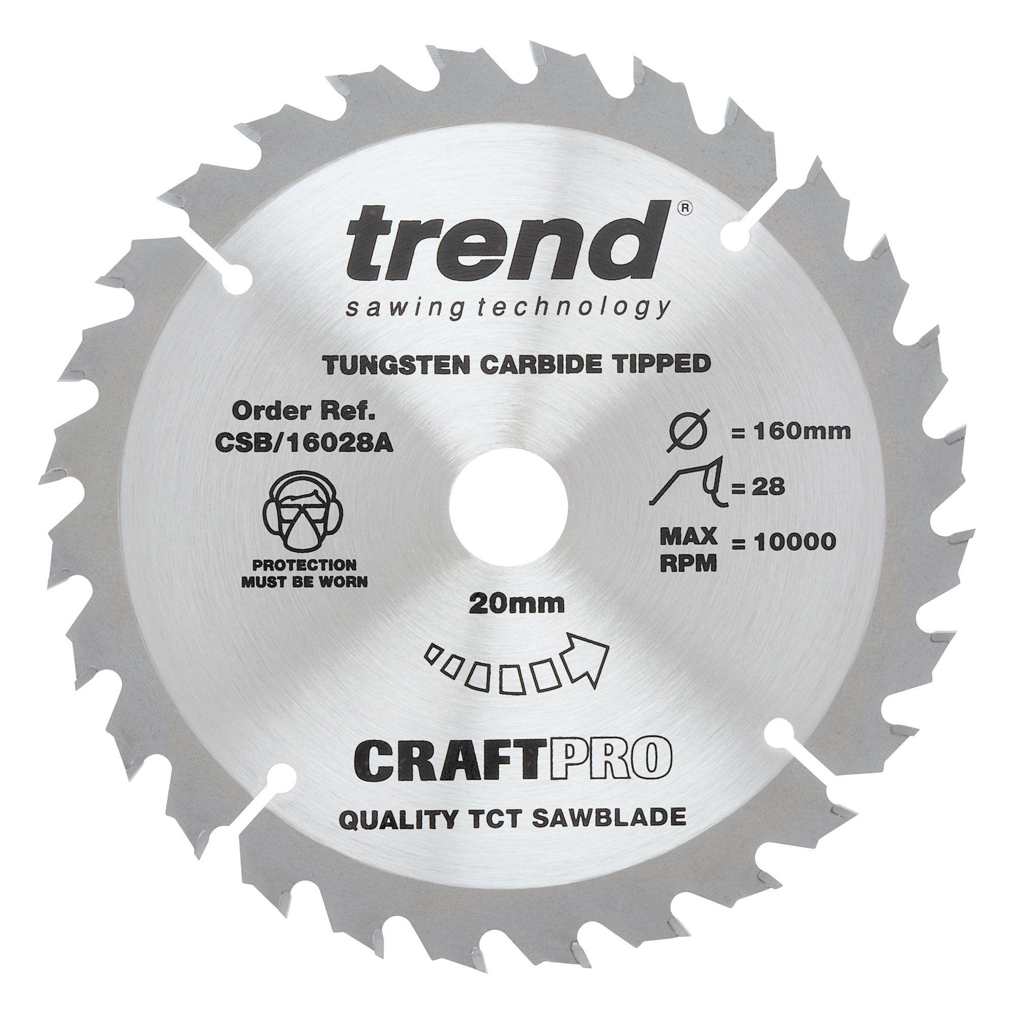 Trend CSB/16028A Craft saw blade 160mm x 28 teeth x 20mm - Image 1