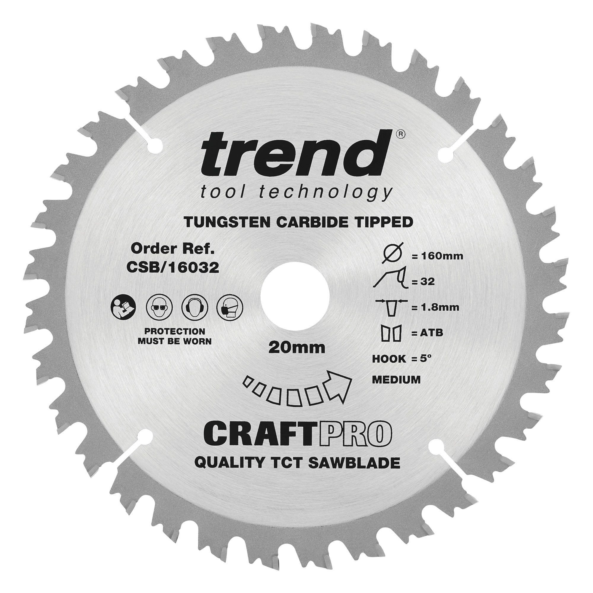 Trend CSB/16032 Craft saw blade 160mm x 32 teeth x 20mm - Image 1