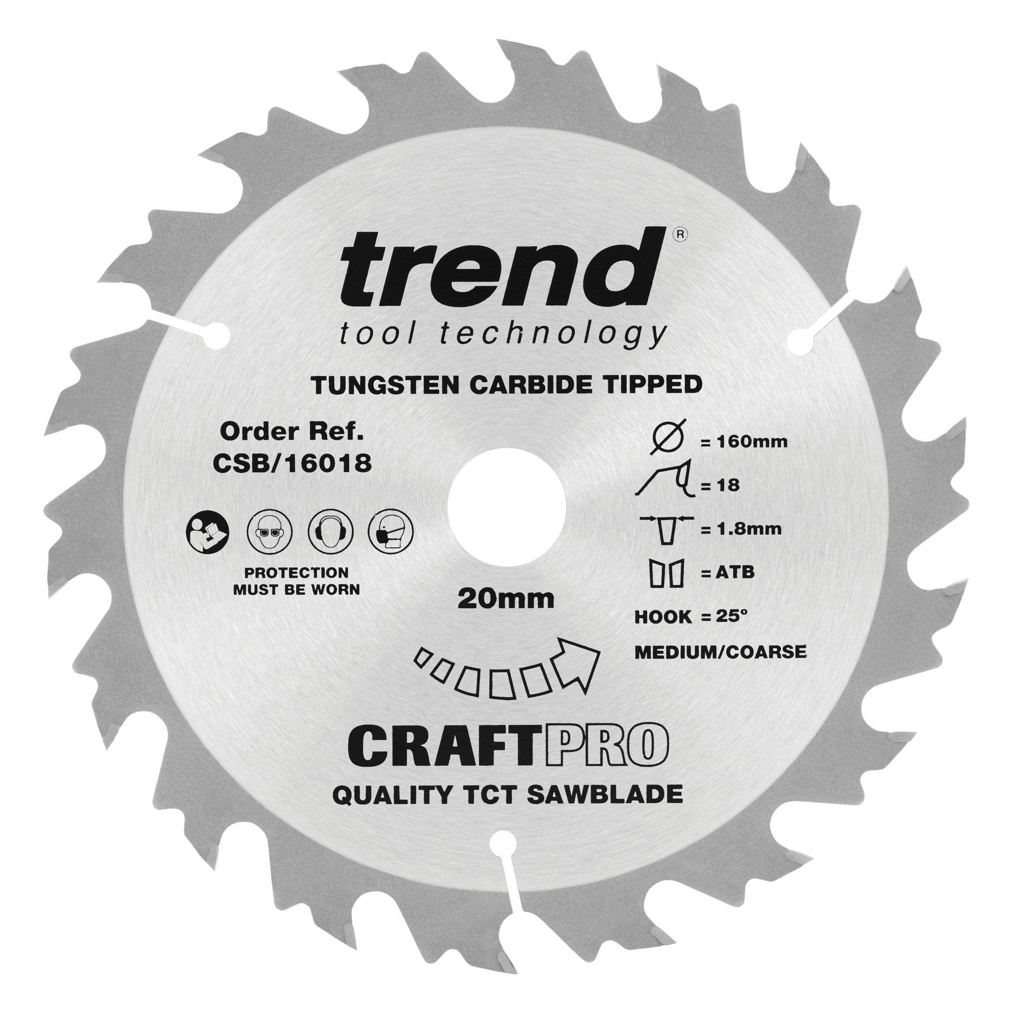 Trend CSB/16018 Craft saw blade 160mm x 18 teeth x 20mm - Image 1