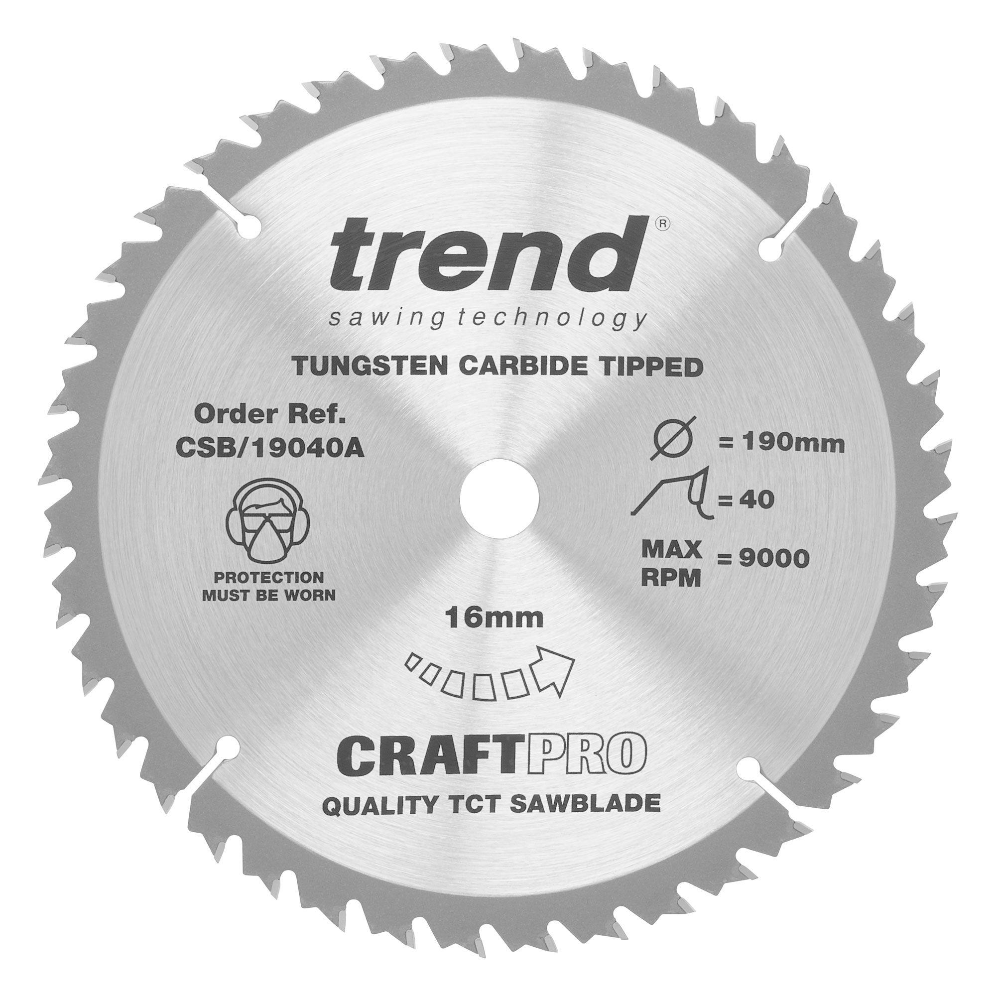 5027654516669_csb_19040a_main Trend CSB/19040A Craft saw blade 190mm x 40 teeth x 16mm - Image 1