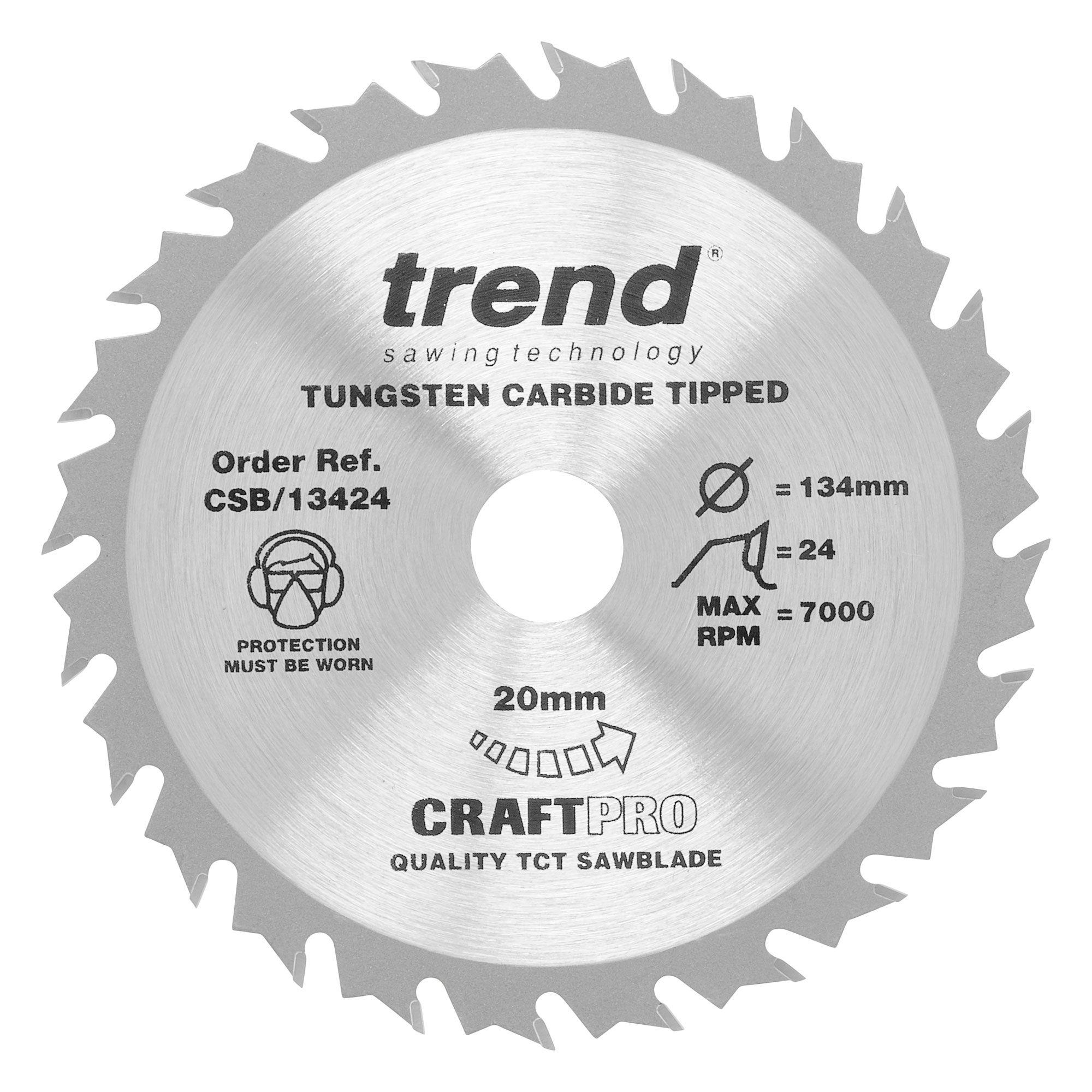 Trend CSB/13424 Craft saw blade 134mm x 24 teeth x 20mm - Image 1