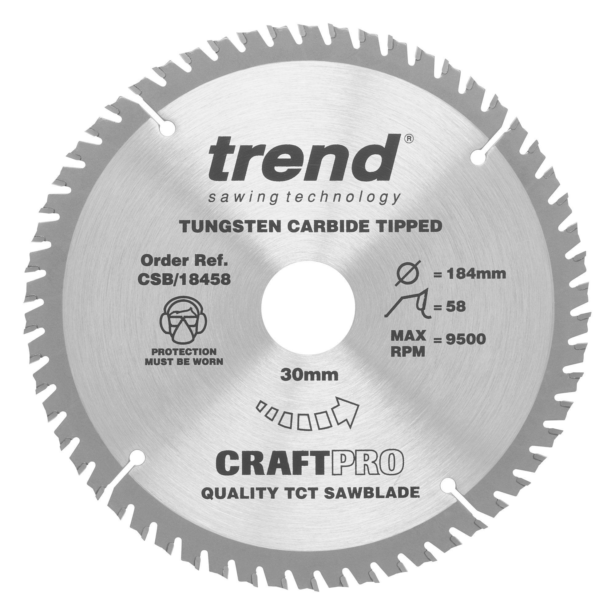 Trend CSB/18458 Craft saw blade 184mm x 58 teeth x 30mm - Image 1