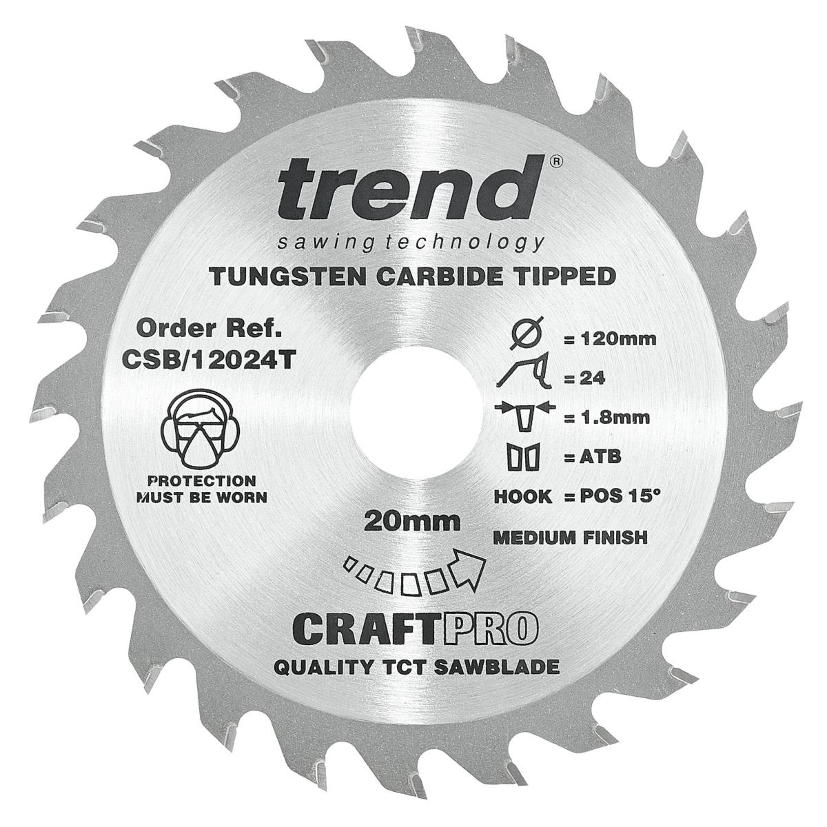 Trend CSB/12024T Craft saw blade 120mm x 24 teeth x 20mm thin - Image 1