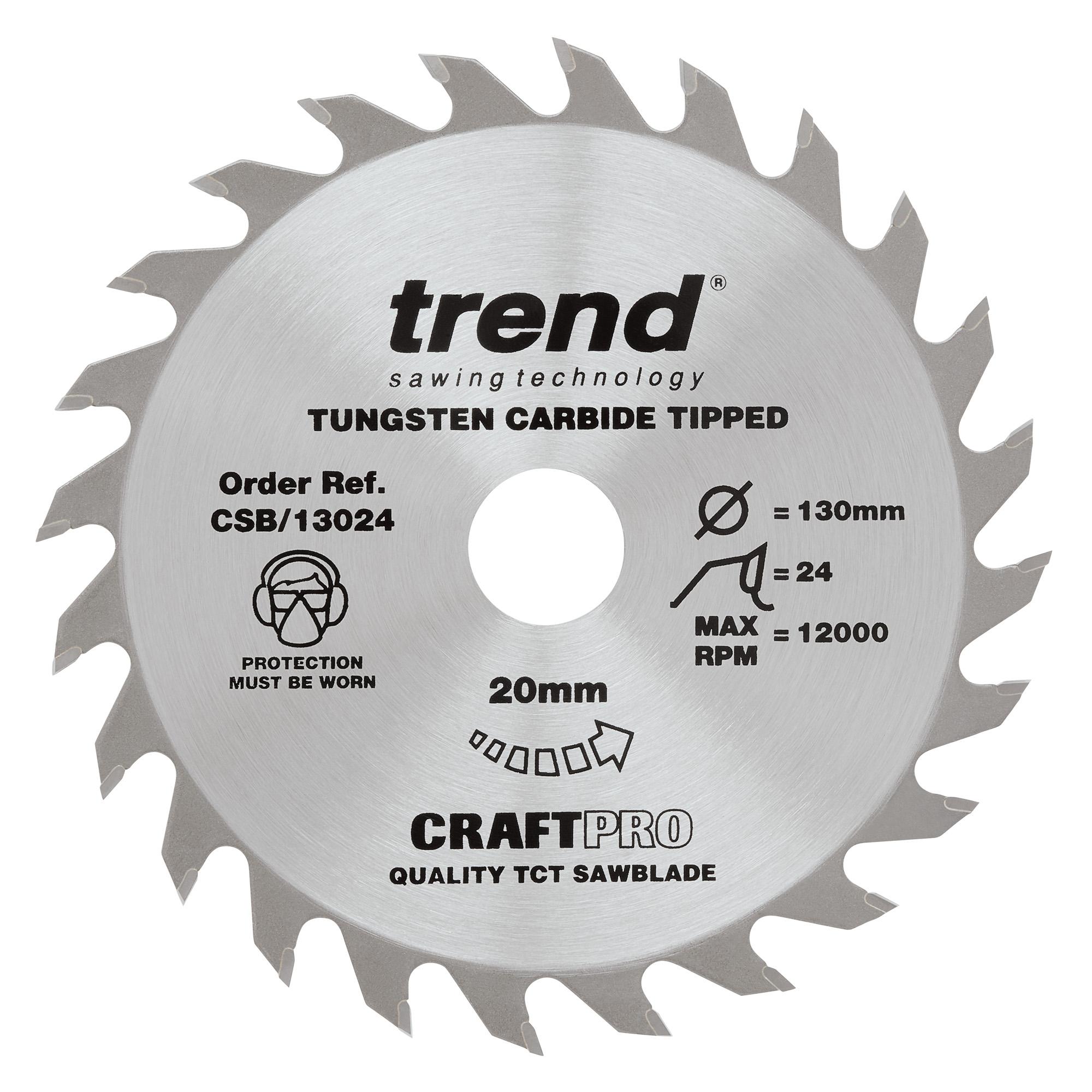 Trend CSB/13024 Craft saw blade 130mm x 24 teeth x 20mm - Image 1