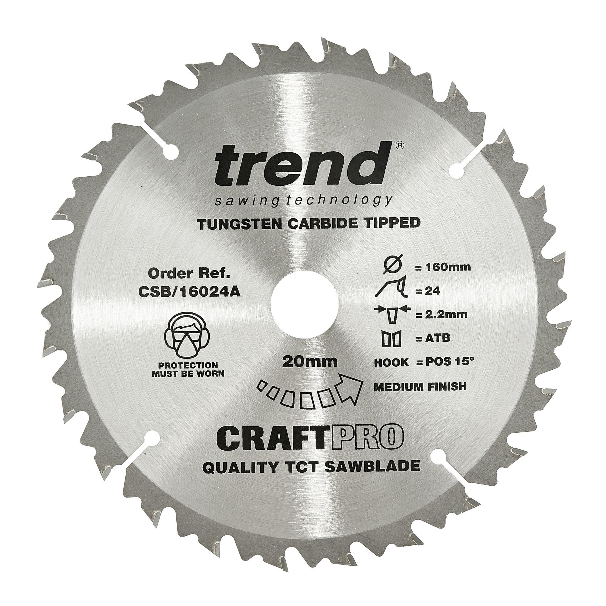 Trend CSB/16024A Craft saw blade 160mm x 24 teeth x 20mm - Image 1