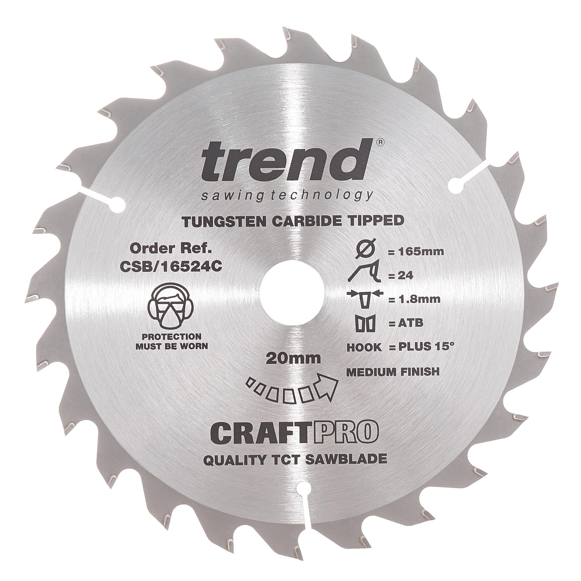 csb_16524c_main Trend CSB/16524C Craft saw blade 165mm x 24 teeth x 20mm - Image 1