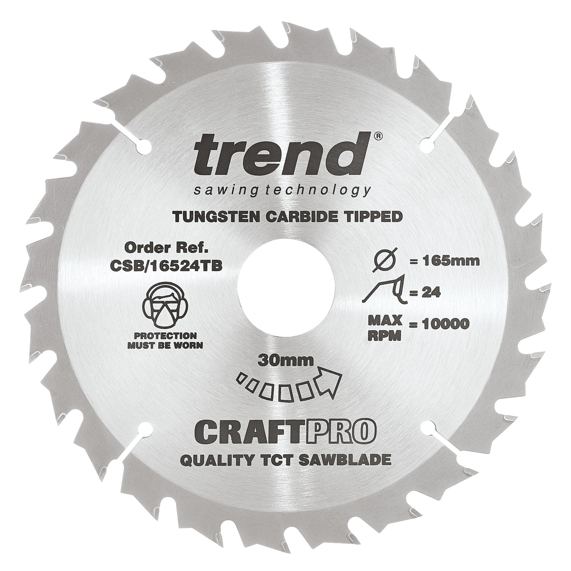 Trend CSB/16524TB Craft saw blade 165mm x 24 teeth x 30 thin - Image 1