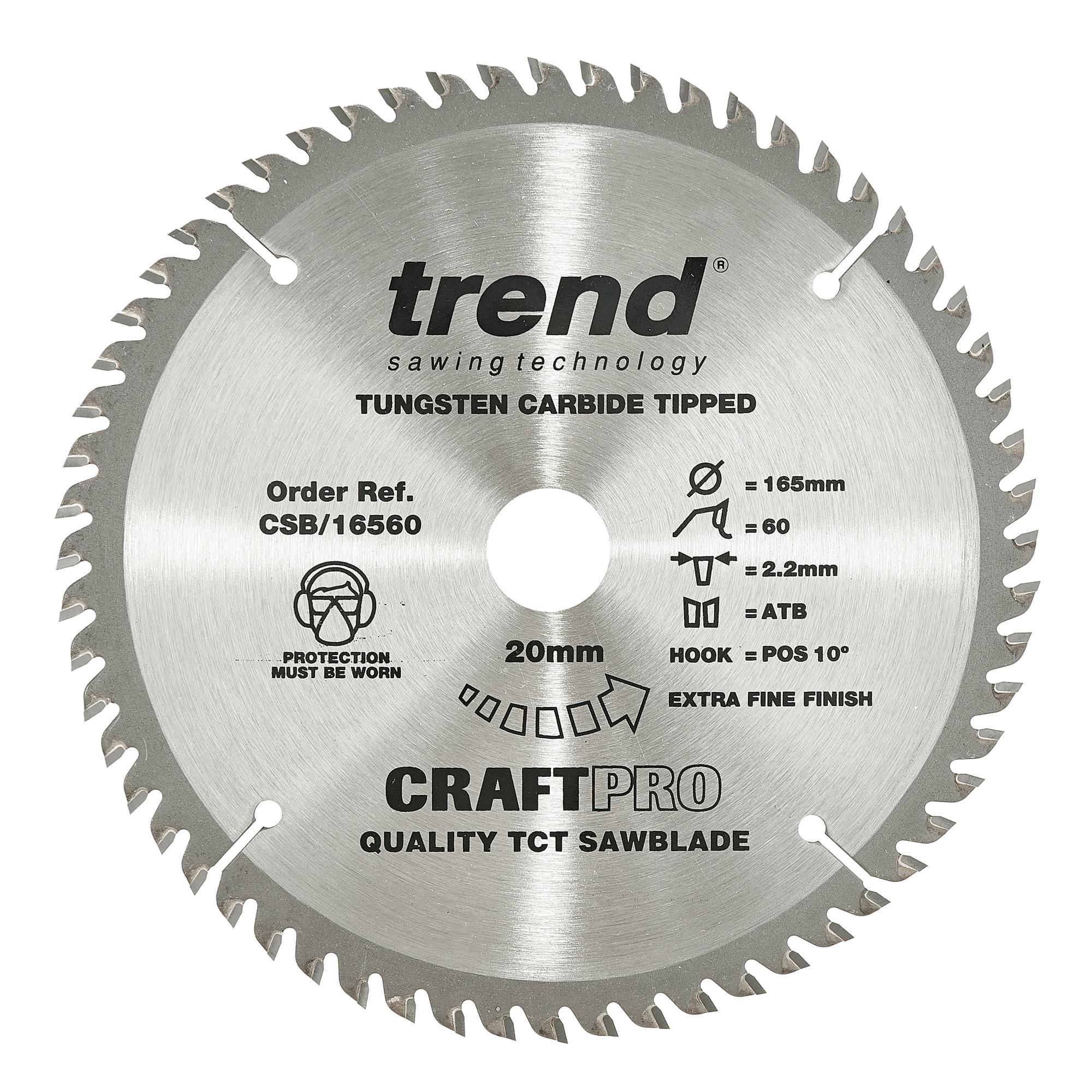 Trend CSB/16560 Craft saw blade 165mm x 60 teeth x 20mm - Image 1