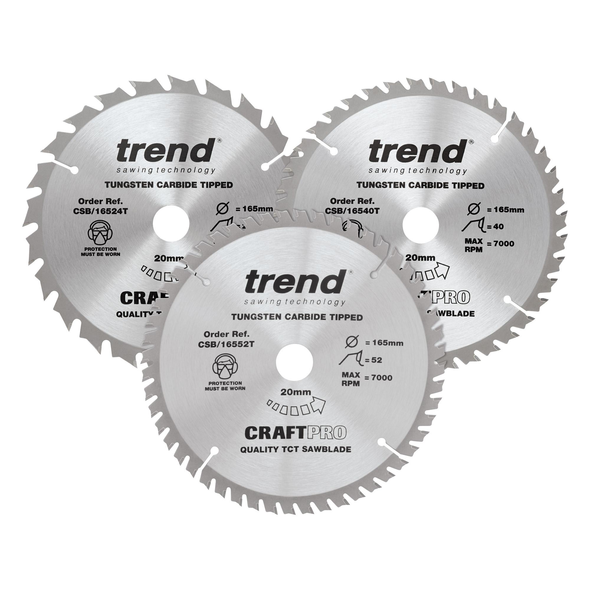 csb_165_3pk_b_main Trend CSB/165/3PK/B 165mm diameter Craft saw blade triple pack - Image 1