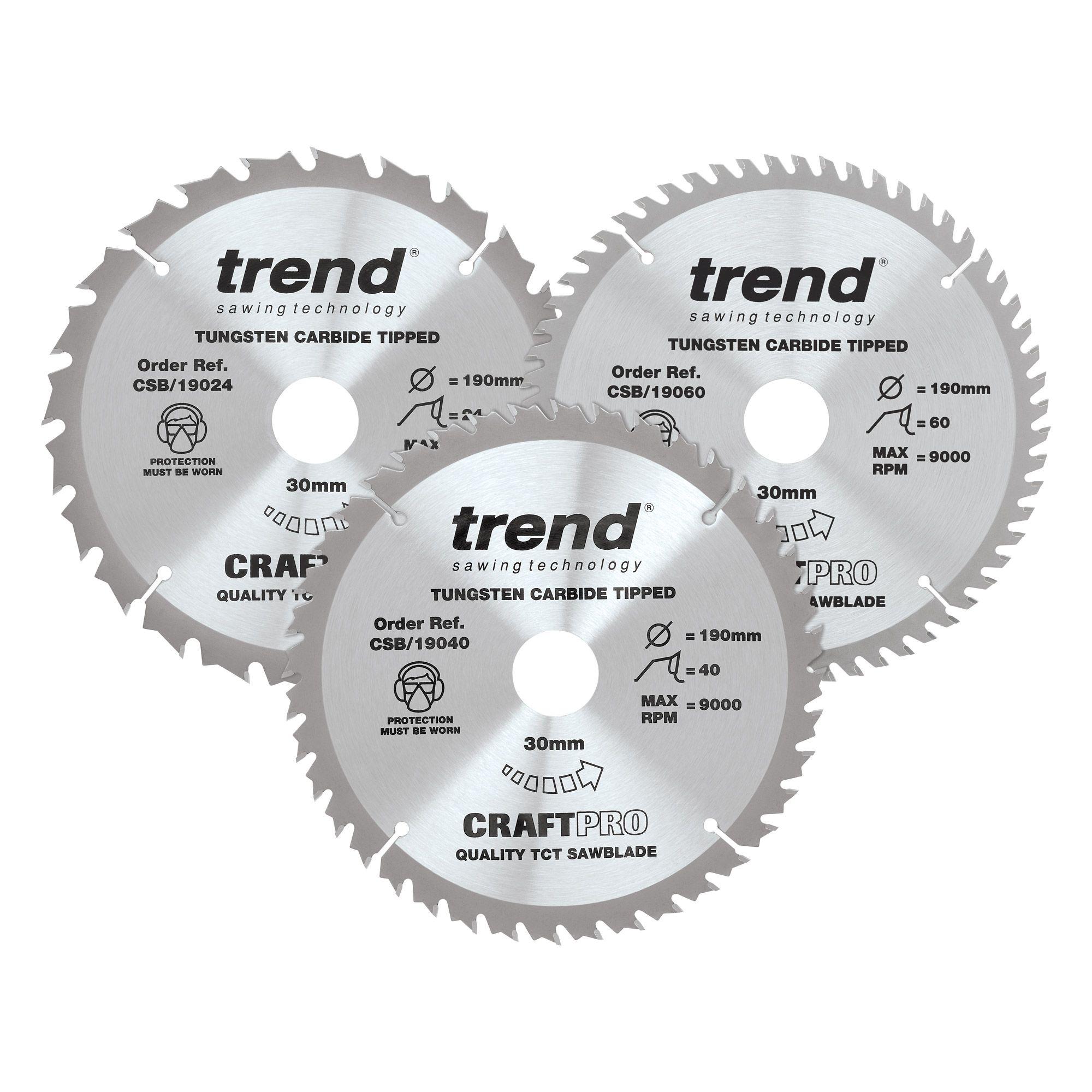 Trend CSB/190/3PK 190mm diameter Craft saw blade triple pack - Image 1