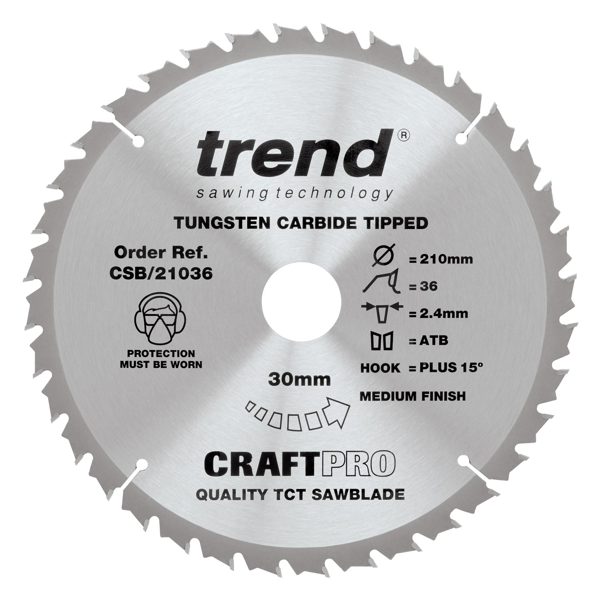 Trend CSB/21036 Craft saw blade 210mm x 36 teeth x 30mm - Image 1
