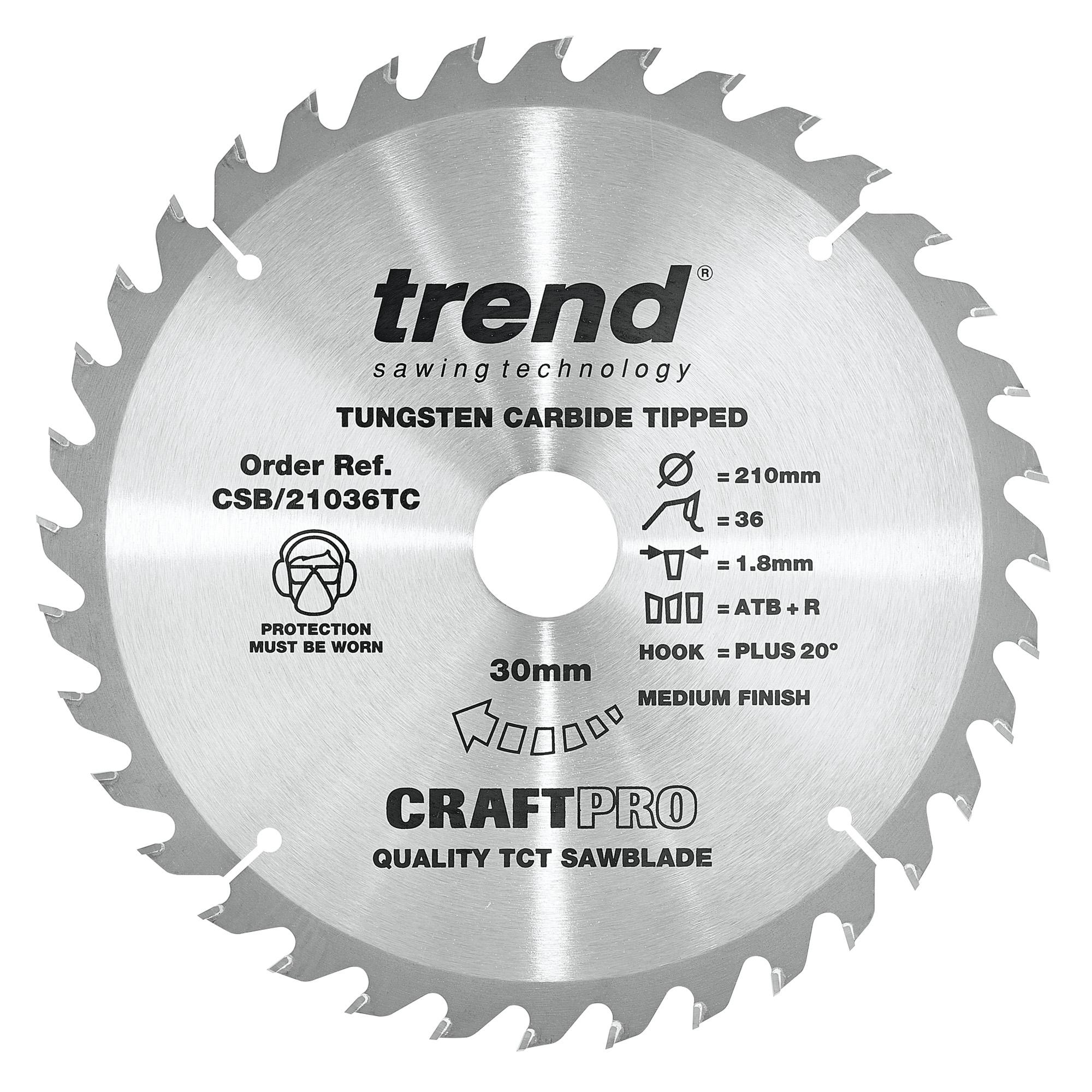 csb_21036tc_main Trend CSB/21036TC Craft saw blade 210mm x 36 teeth x 30 x 1.8 for DCS7485 - Image 1