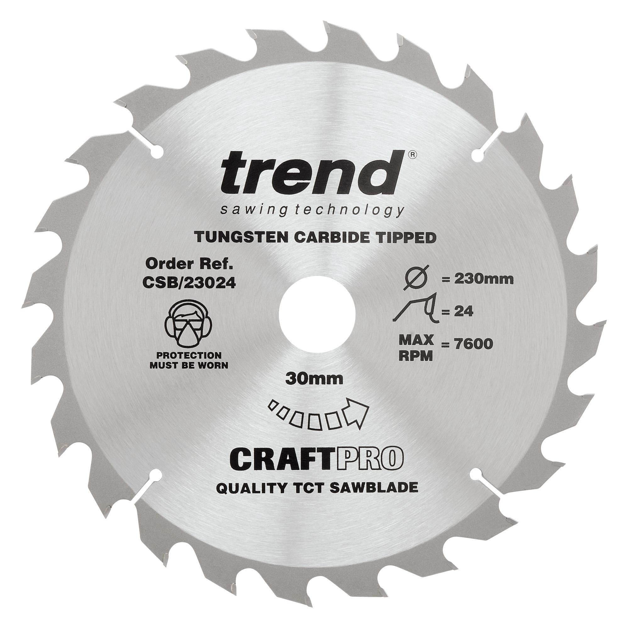 Trend CSB/23024 Craft saw blade 230mm x 24 teeth x 30mm - Image 1
