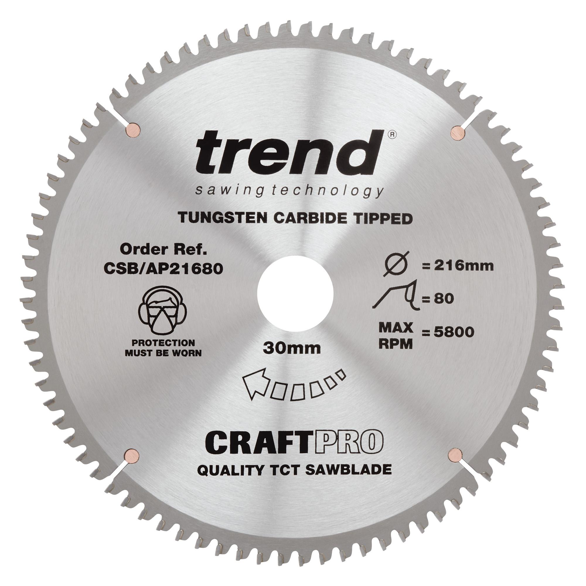 csb_ap21680_main Trend CSB/AP21680 Craft saw blade aluminium and plastic 216mm x 80 teeth x 30mm - Image 1