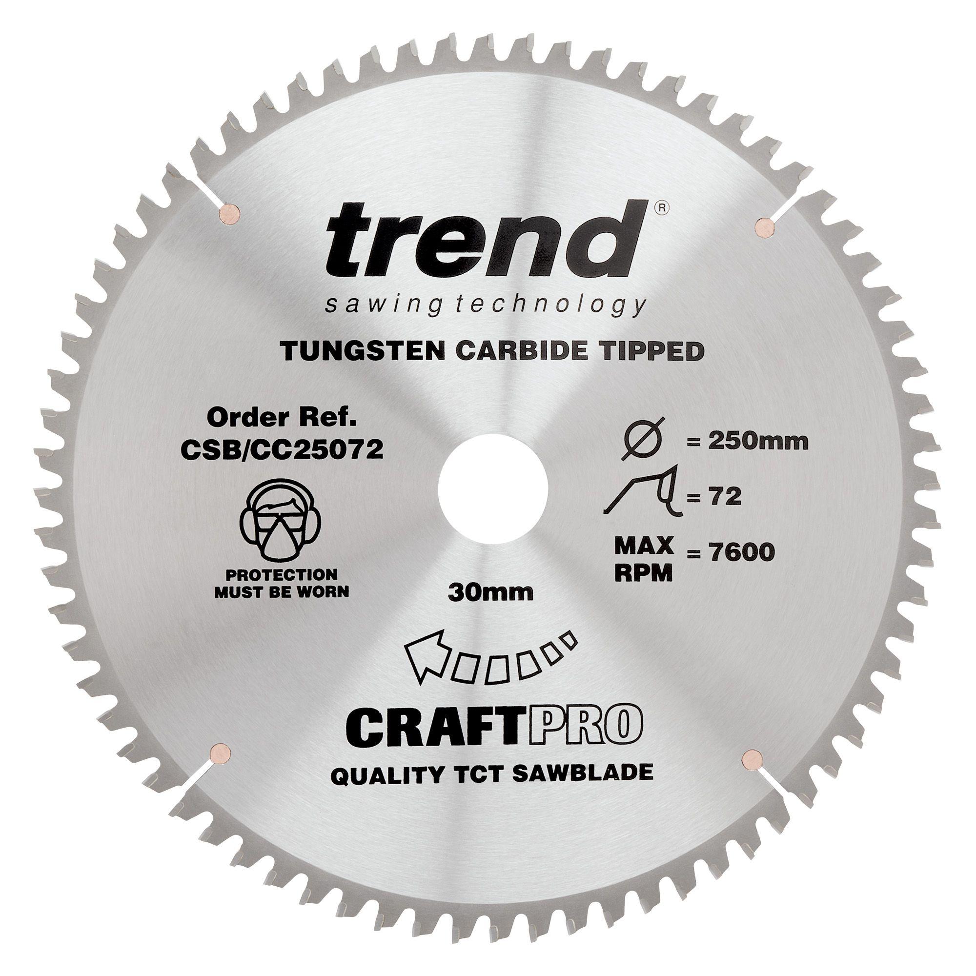csb_cc25072_main Trend CSB/CC25072 Craft saw blade crosscut 250mm x 72 teeth x 30mm - Image 1