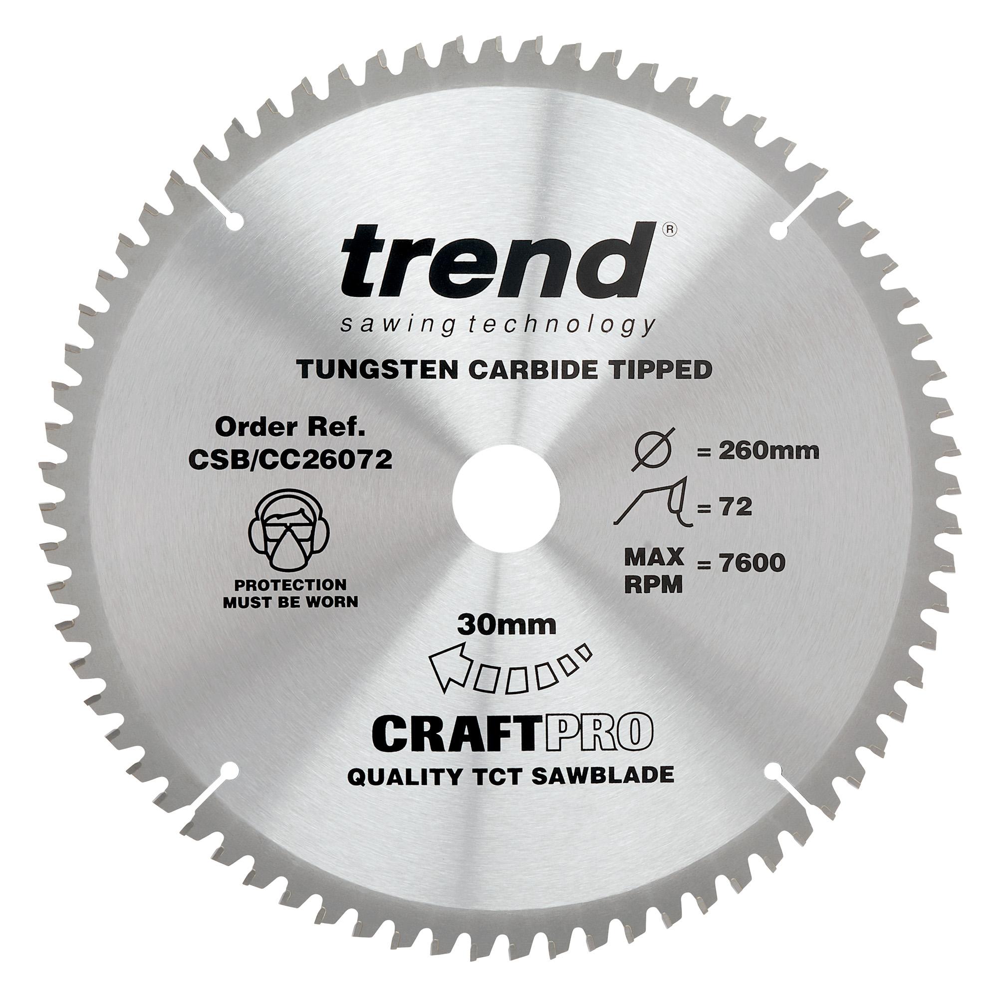 csb_cc26072_main Trend CSB/CC26072 Craft saw blade crosscut 260mm x 72 teeth x 30mm - Image 1