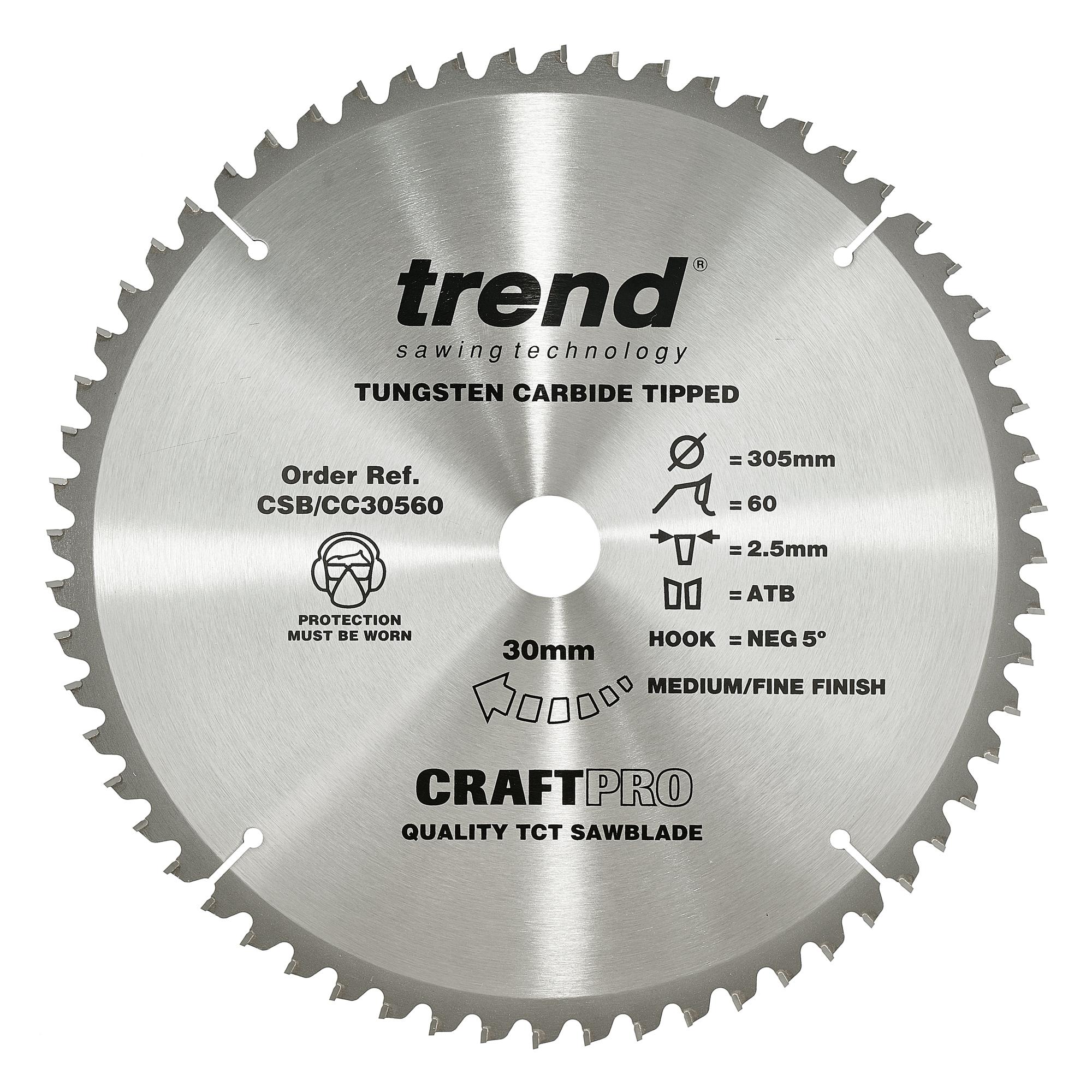 Trend CSB/CC30560 Craft saw blade crosscut 305mm x 60 teeth x 30mm - Image 1