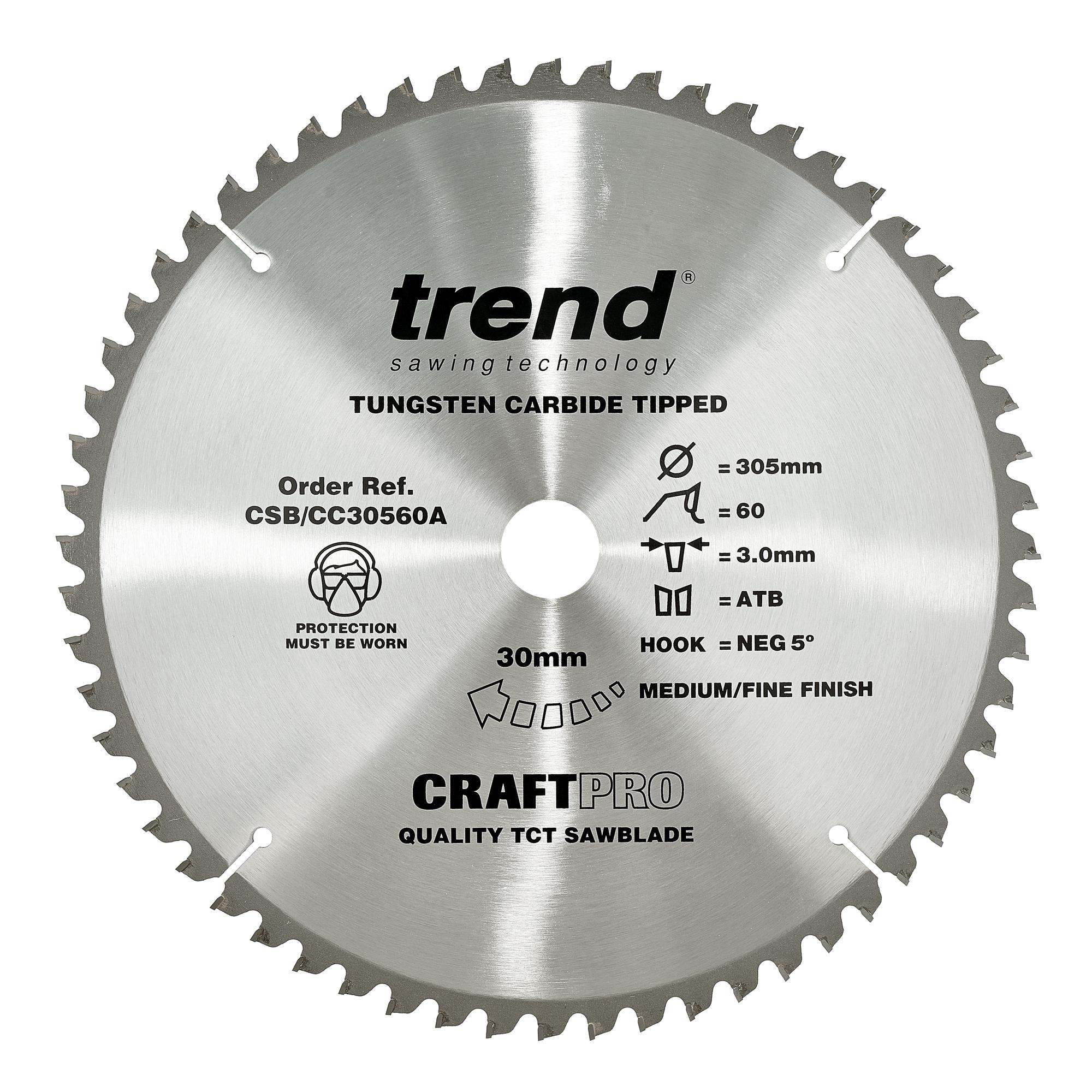 csb_cc30560a Trend CSB/CC30560A Craft saw blade crosscut 305mm x 60 teeth x 30mm - Image 1