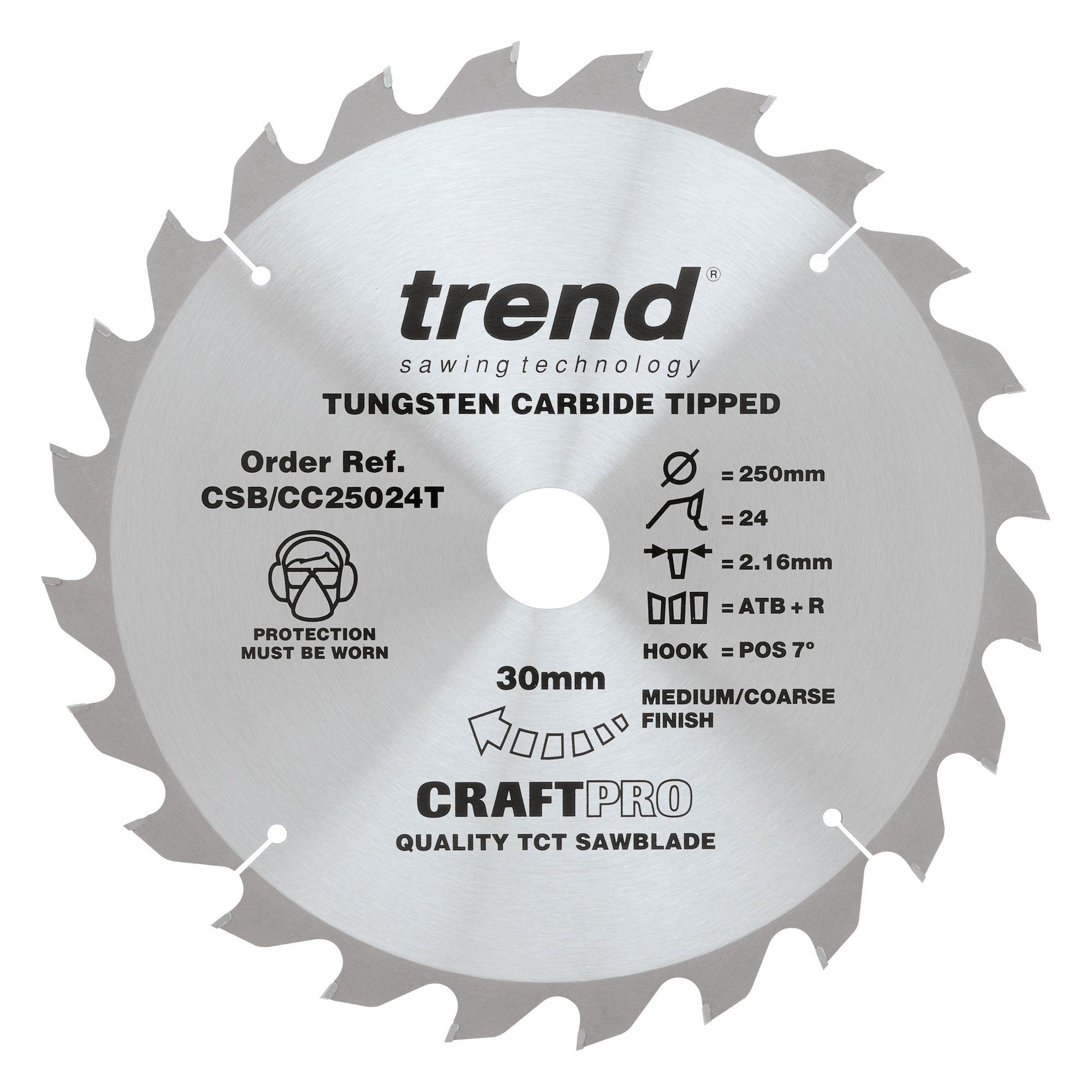 5027654059159_csb_cc25024t_main Trend CSB/CC25024T Craft saw blade crosscut 250mm x 24 teeth x 30mm thin - Image 1