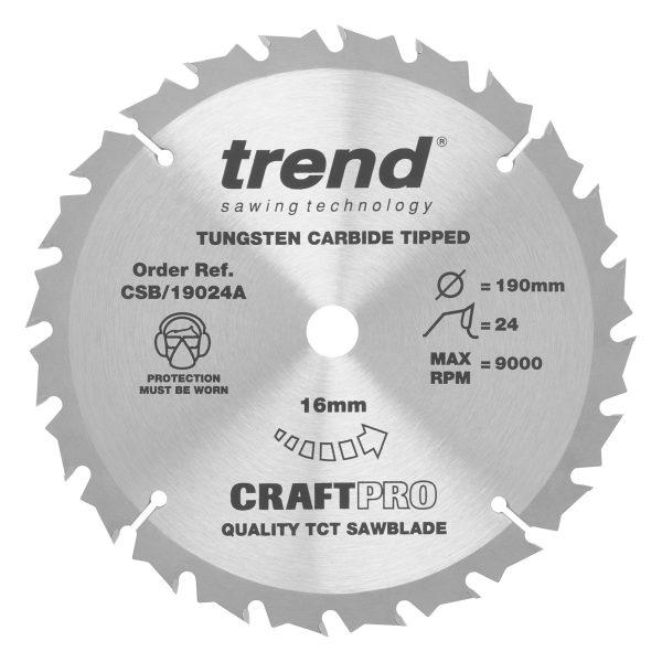Trend CSB/19024A Craft saw blade 190mm x 24 teeth x 16mm