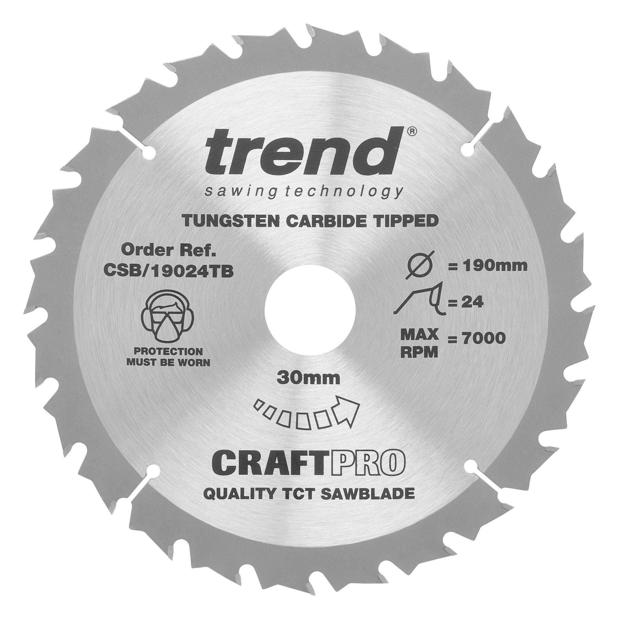 5027654519974_csb_19024tb_main Trend CSB/19024TB Craft saw blade 190 x 24 teeth x 30 thin - Image 1