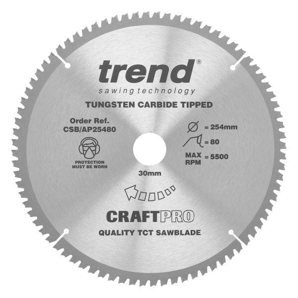 Trend CSB/AP25480 Craft saw blade aluminium and plastic 254 x 80 teeth x 30