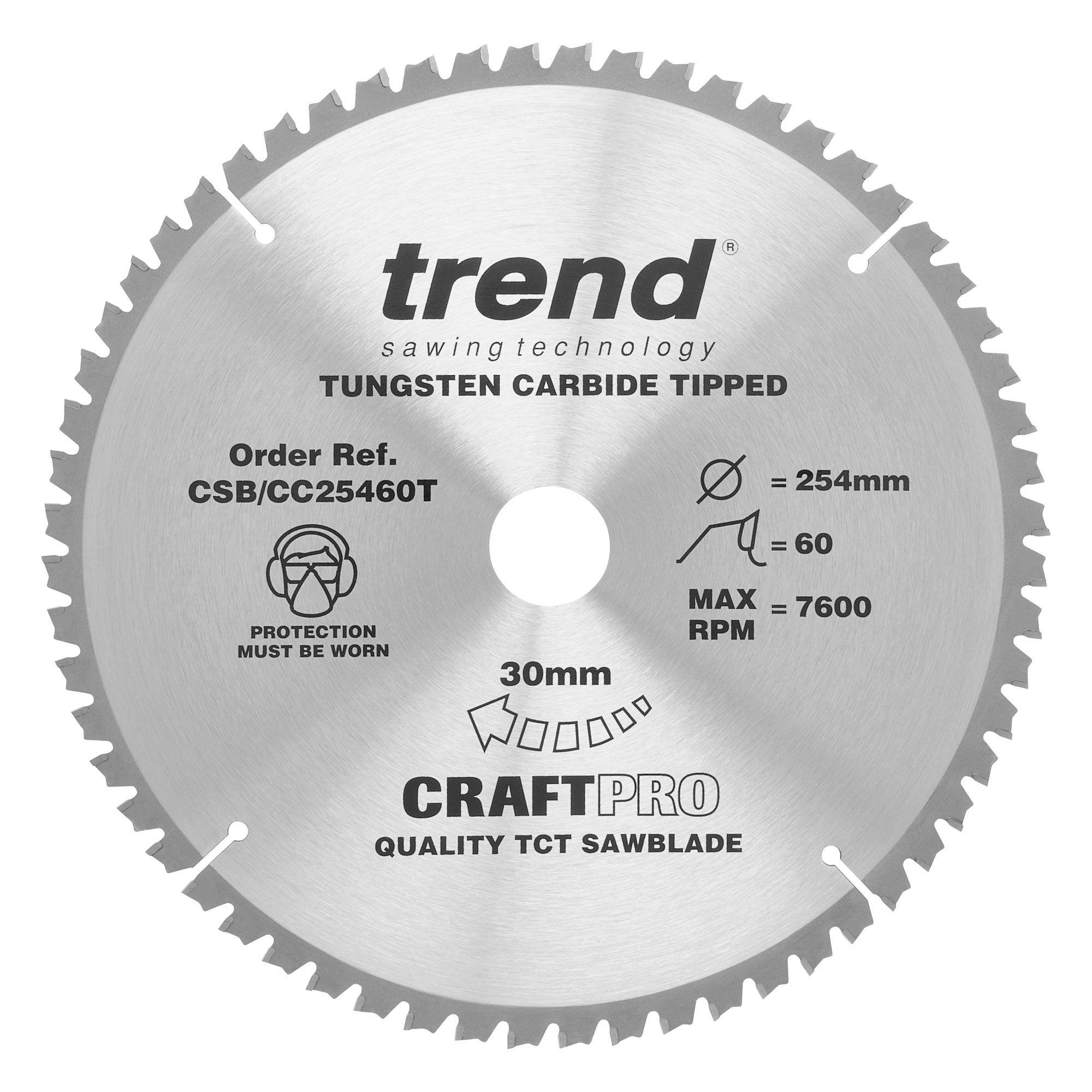 5027654544310_csb_cc25460t_main Trend CSB/CC25460T Craft saw blade crosscut 254mm x 60 teeth x 30mm thin - Image 1