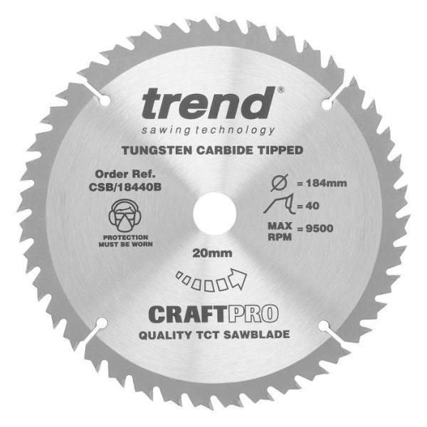 Trend CSB/18440B Craft saw blade 184mm x 40 teeth x 20mm