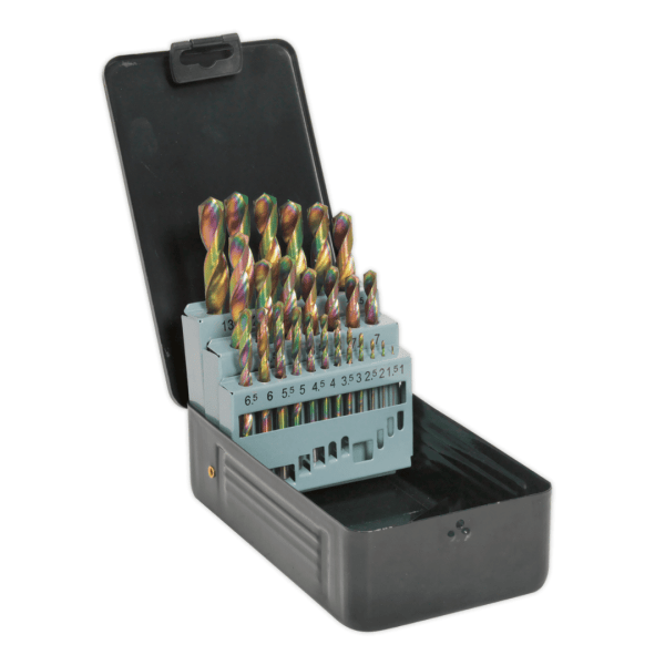 Sealey S0938 HSS Drill Bit Set 25pc Edge Ground - Metric DIN 338