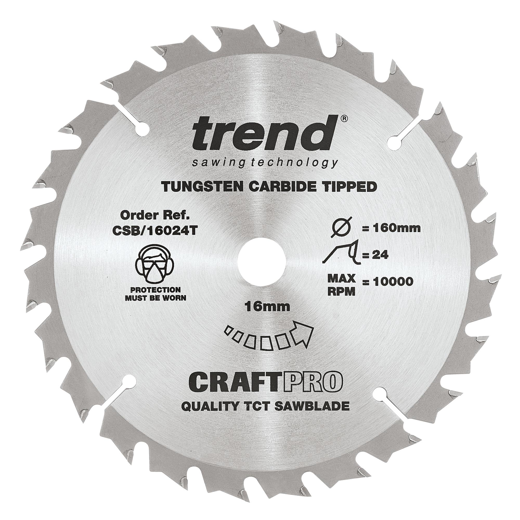 csb_16024t_main Trend CSB/16024T Craft saw blade 160mm x 24 teeth x 16 thin - Image 1