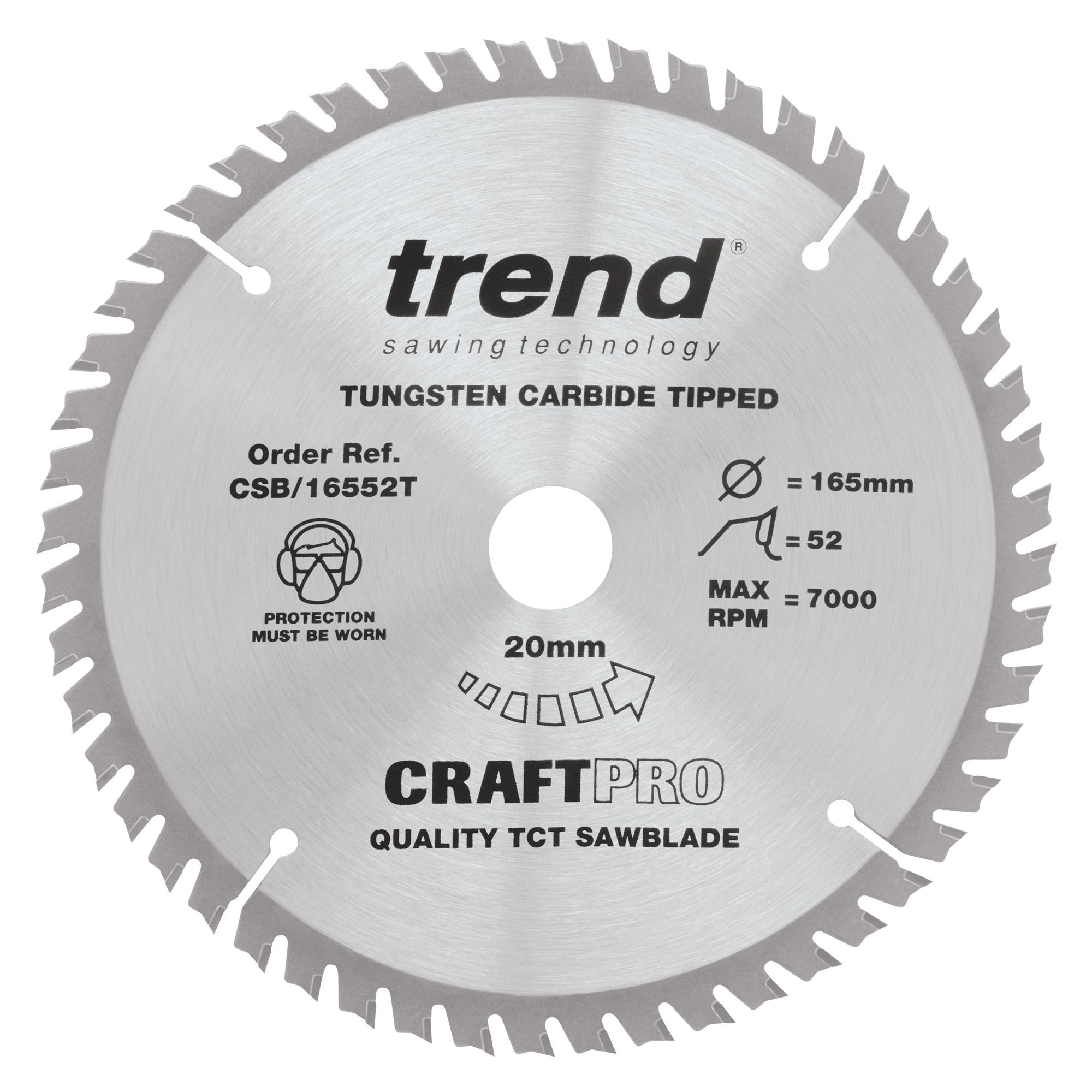 csb_16552t_main Trend CSB/16552T Craft saw blade 165mm x 52 teeth x 20 thin - Image 1