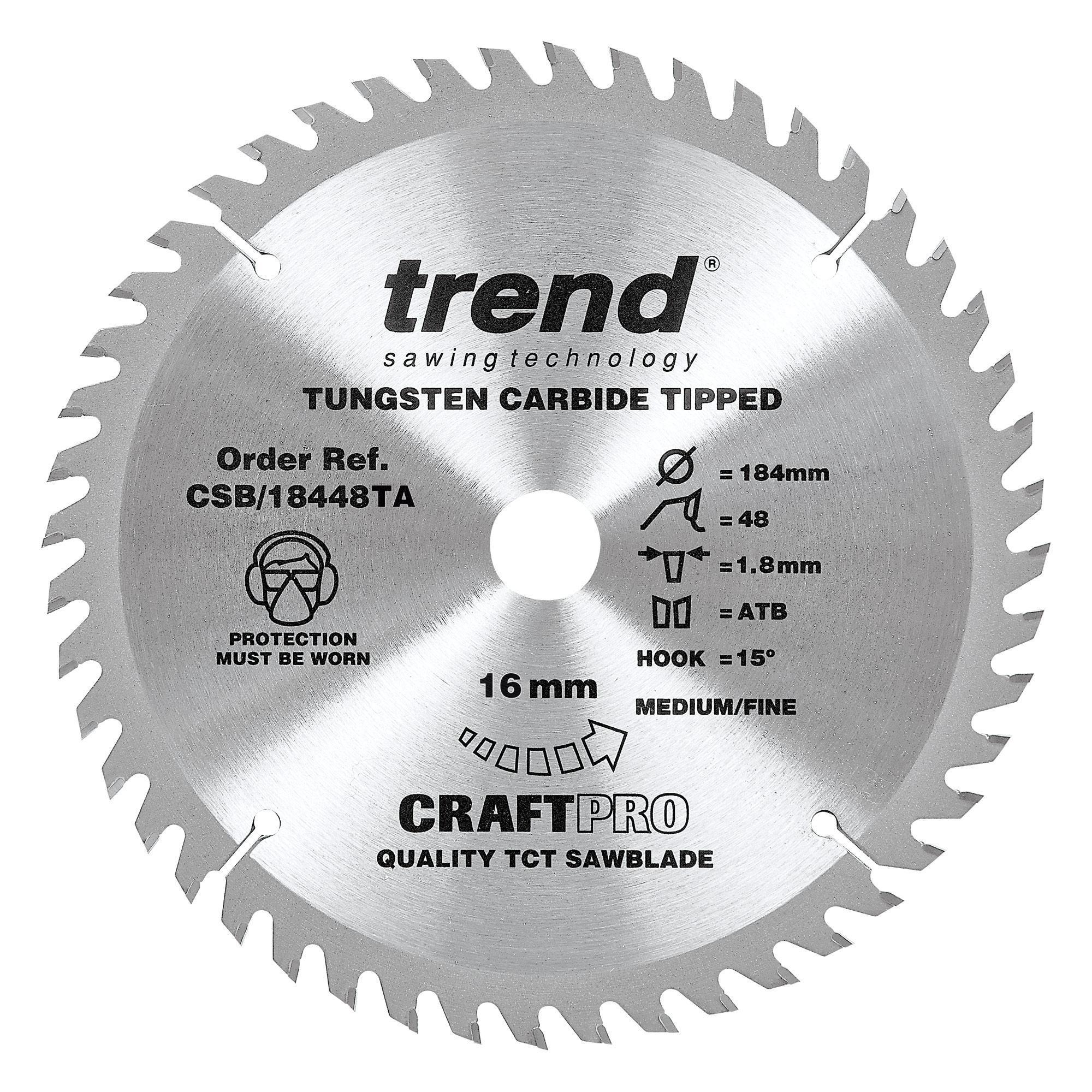csb_18448ta_main Trend CSB/18448TA Craft saw blade 184mm x 48 teeth x 16 thin - Image 1