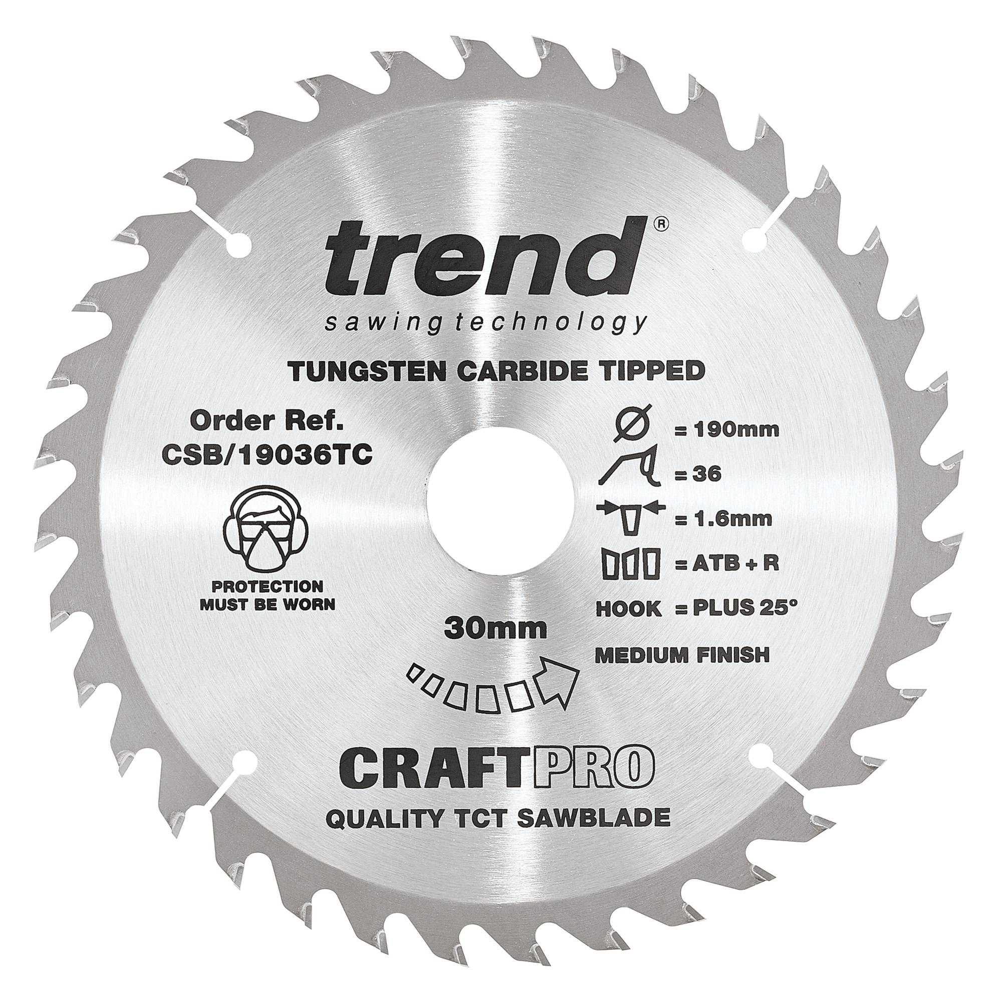 csb_19036tc_main Trend CSB/19036TC Craft saw blade 190mm x 36 teeth x 30 x 1.55 for DCS575 - Image 1
