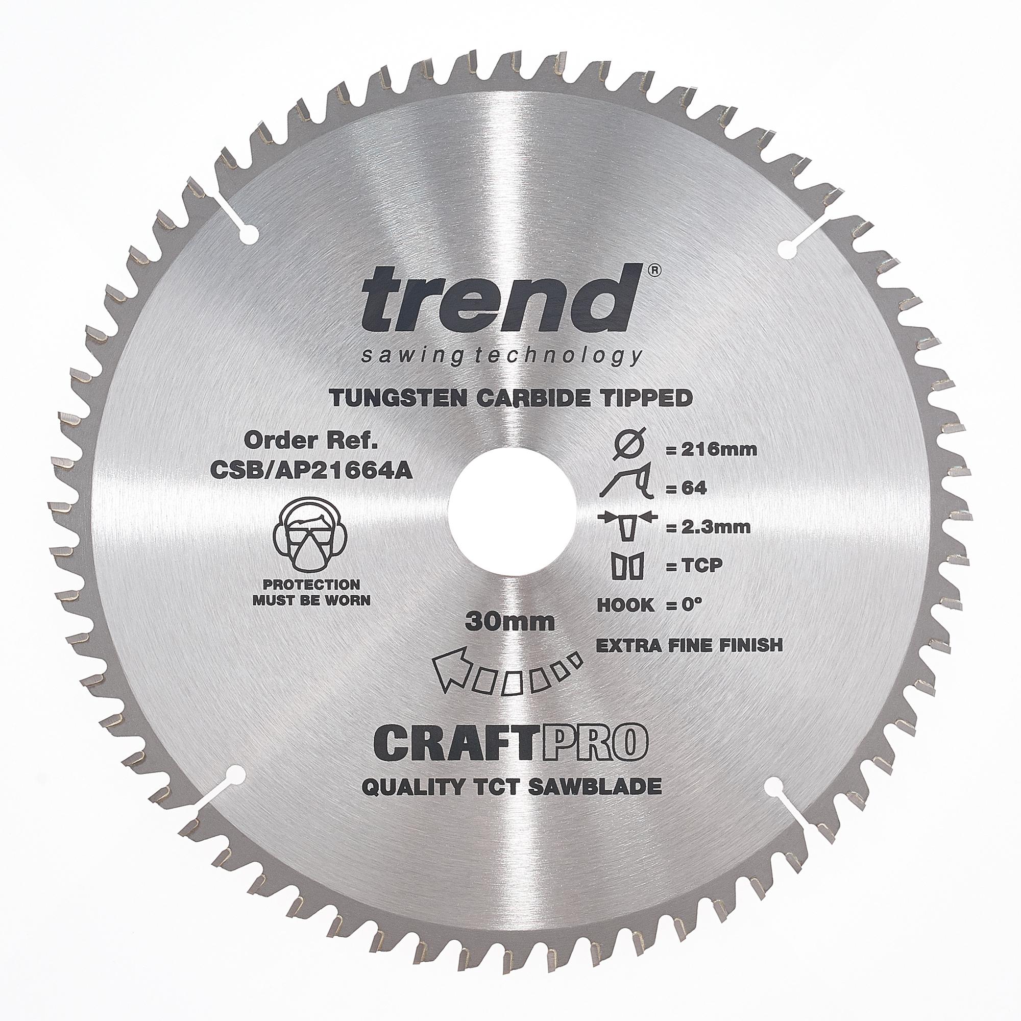 csb_ap21664a_main Trend CSB/AP21664A Craft saw blade aluminium and plastic 216mm x 64 teeth x 30mm - Image 1