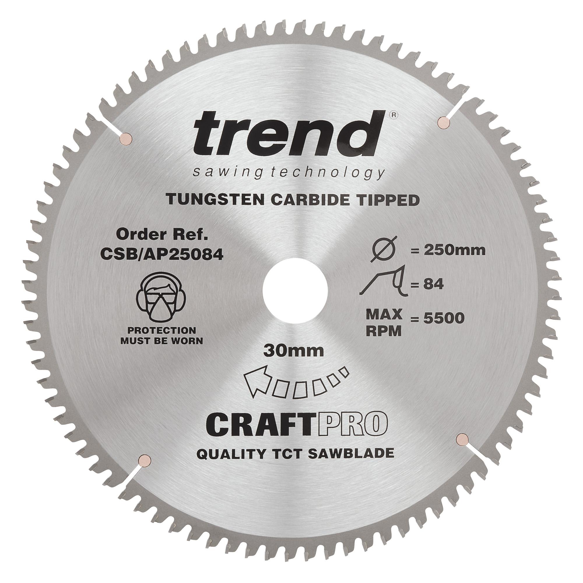 csb_ap25084_main Trend CSB/AP25084 Craft saw blade aluminium and plastic 250mm x 84 teeth x 30mm - Image 1