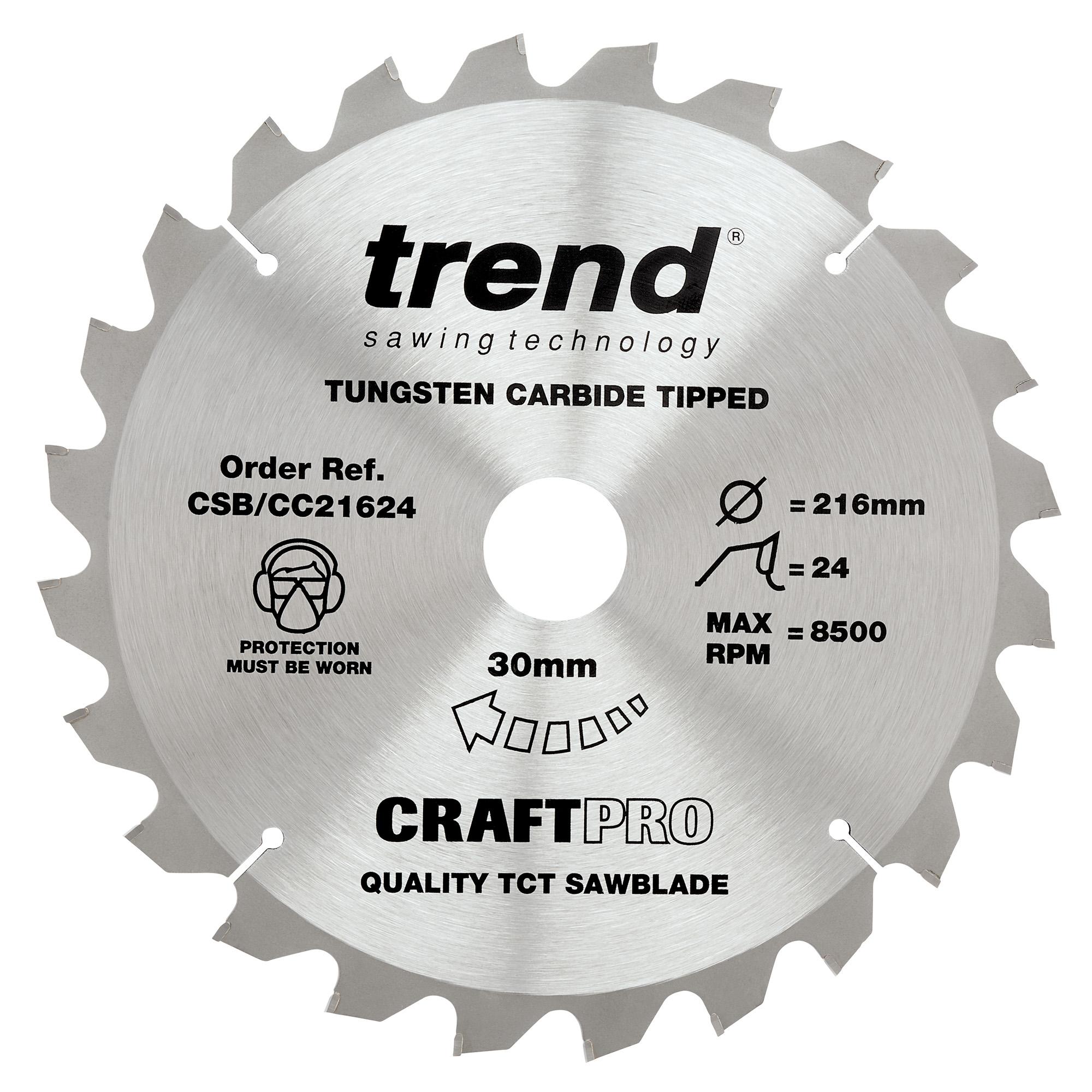 csb_cc21624_main Trend CSB/CC21624 Craft saw blade crosscut 216mm x 24 teeth x 30mm - Image 1