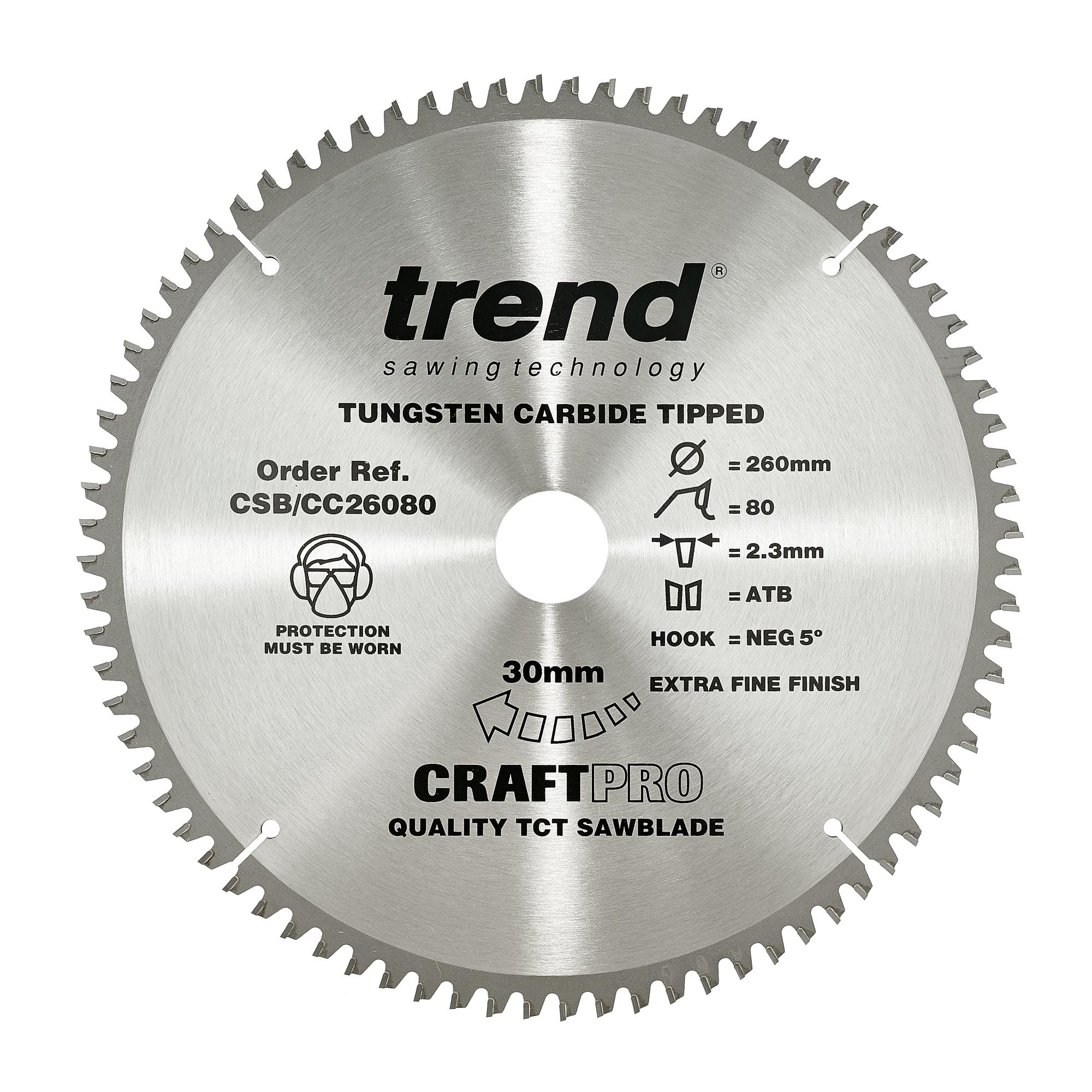 csb_cc26080 Trend CSB/CC26080 Craft saw blade crosscut 260mm x 80 teeth x 30mm - Image 1
