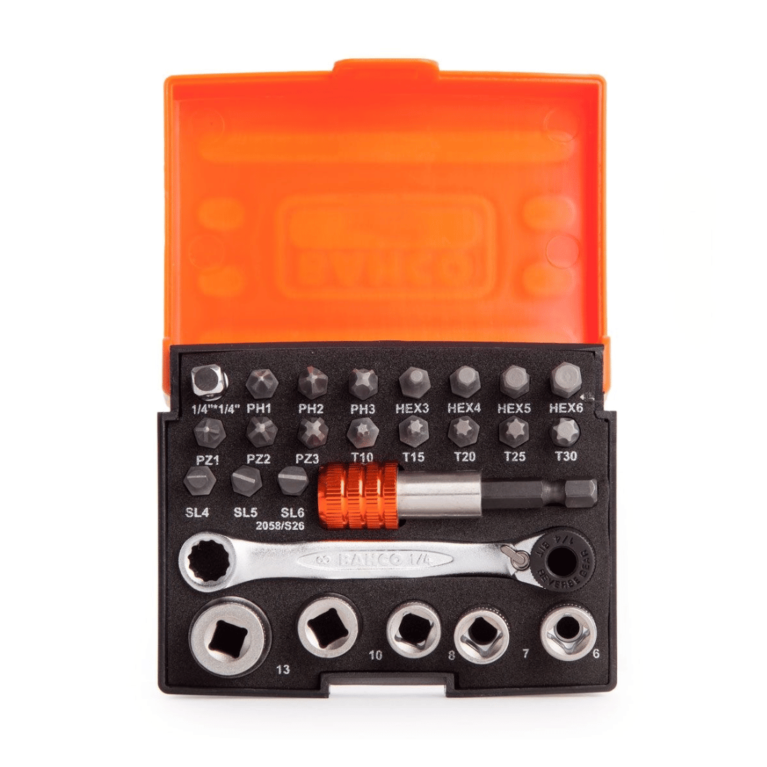 Bahco 2058/S26 1/4" Drive Ratchet and Socket Set 26pc - Image 2