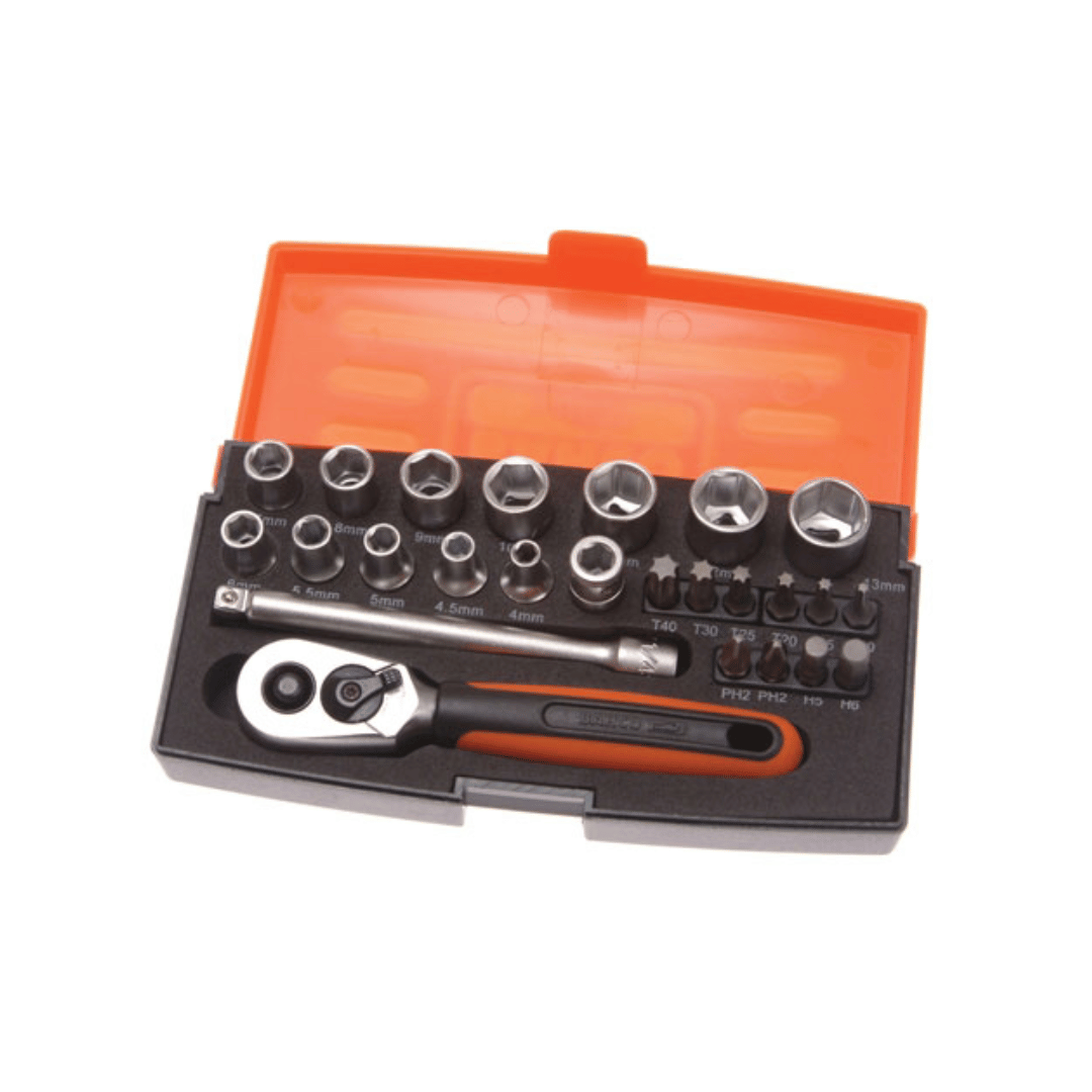 Bahco SL25 (4) Bahco SL25 1/4" Drive Ratchet and Socket Set 25pc - Image 1