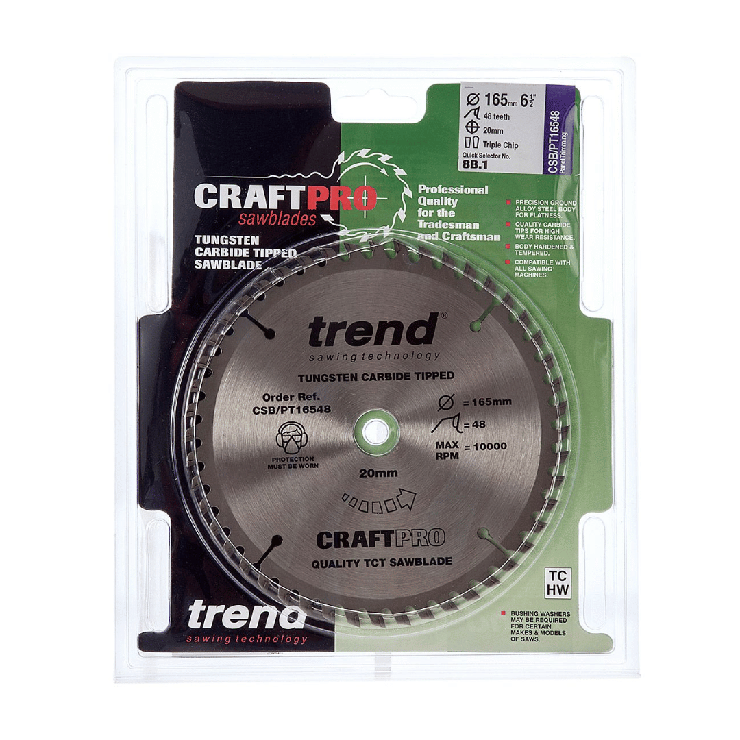 Trend CSB/PT16548 CraftPro Plunge Saw Blade 165mm x 20mm x 48T - Image 2