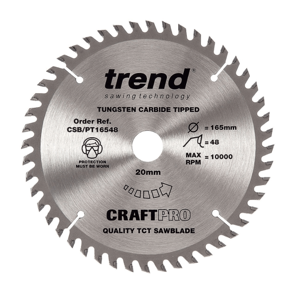 Trend CSB/PT16548 CraftPro Plunge Saw Blade 165mm x 20mm x 48T