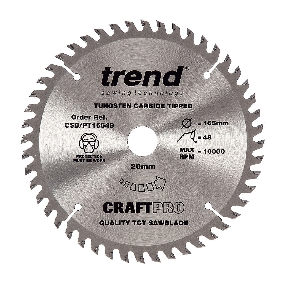 Trend CSB/PT16548 CraftPro Plunge Saw Blade 165mm x 20mm x 48T - Image 1